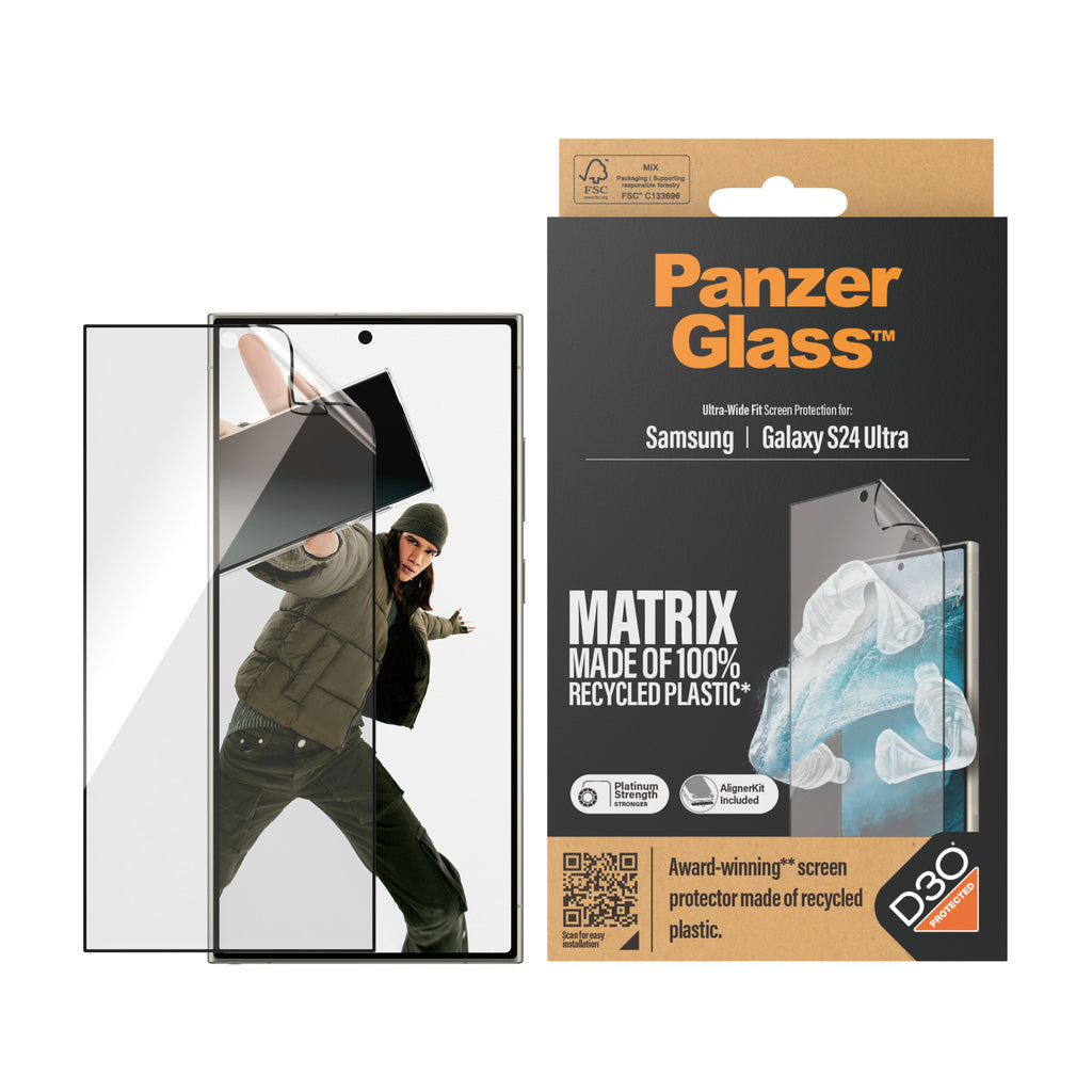 PanzerGlass PanzerGlass ® ECO MATRIX Screen Protector with D3O® Samsung Galaxy S24 Ultra | Ultra-Wide Fit w. AlignerKit Protection d'écran transparent 1 pièce(s)