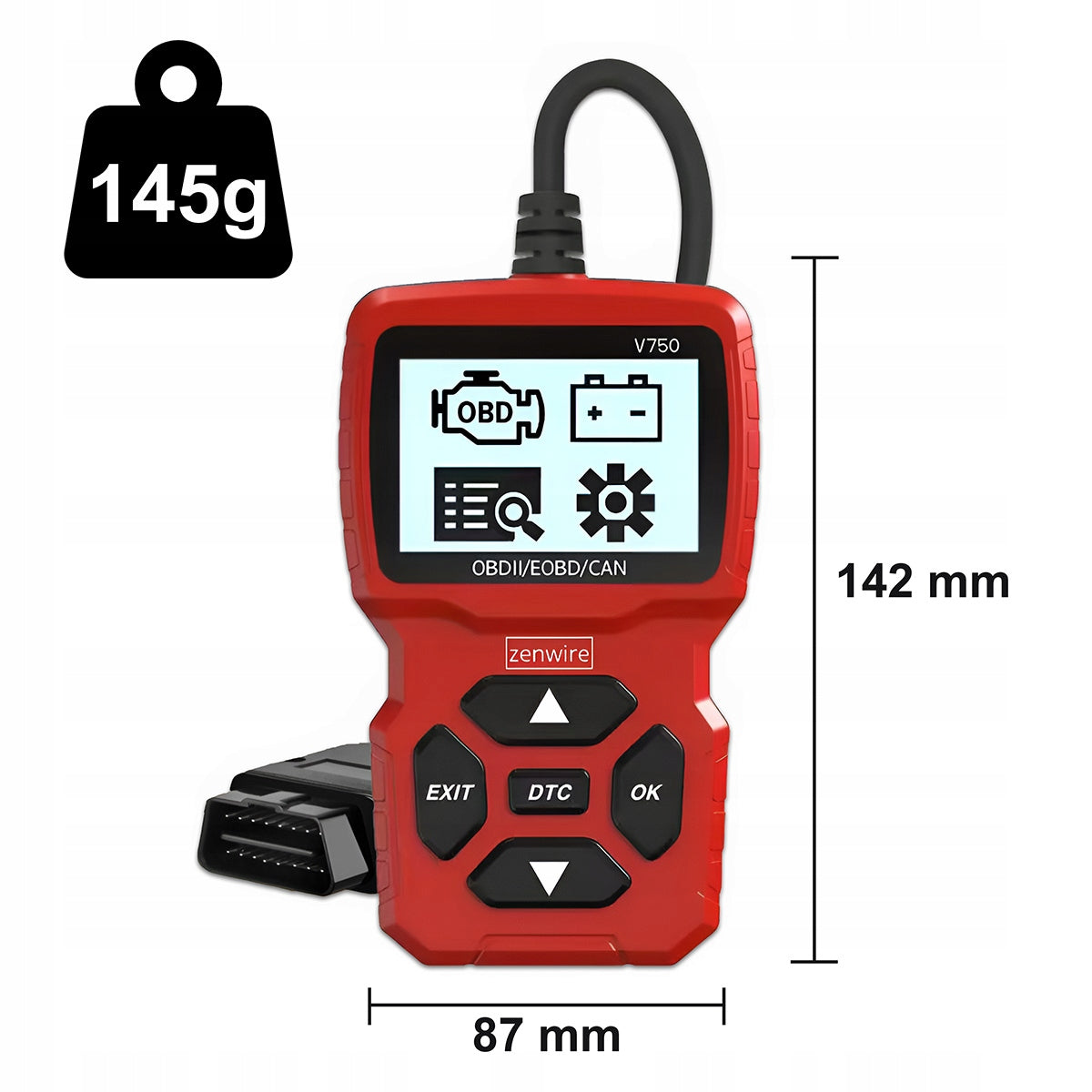Testeur, interface, scanner, ordinateur, écran de diagnostic OBD2, CAN, VIN, Zenwire V750