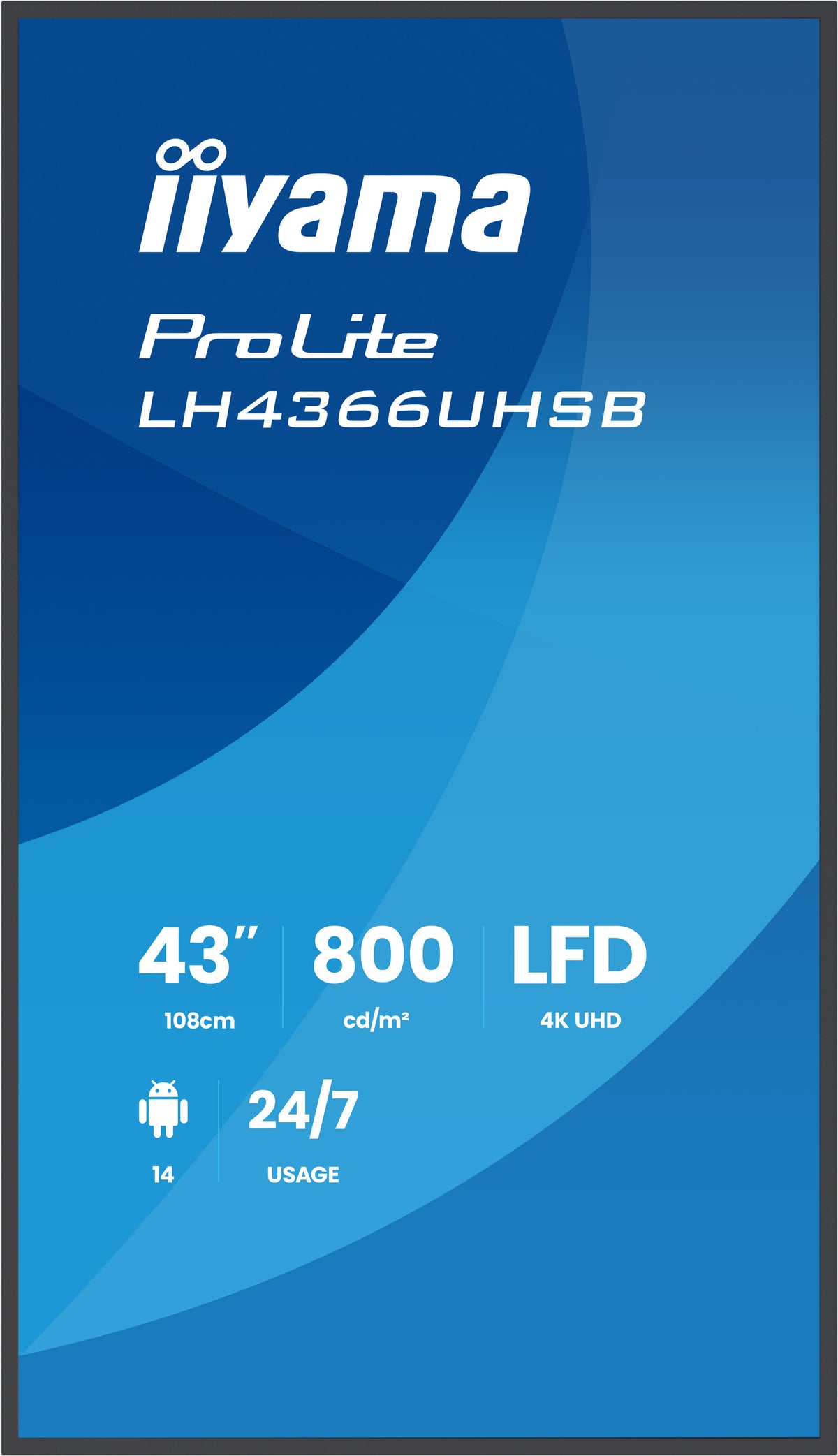 iiyama LH4366UHSB-B1AG Écran d'affichage dynamique Écran plat de signalisation numérique 109,2 cm (43") LCD Wifi 800 cd/