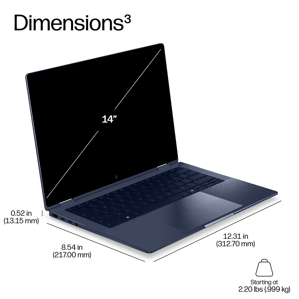 HP EBXG2i14AI Ordinateur Portable 14 pouces, Intel Core Ultra 7 155H, 32GB RAM, 512GB SSD, LTE 5G, Nordics