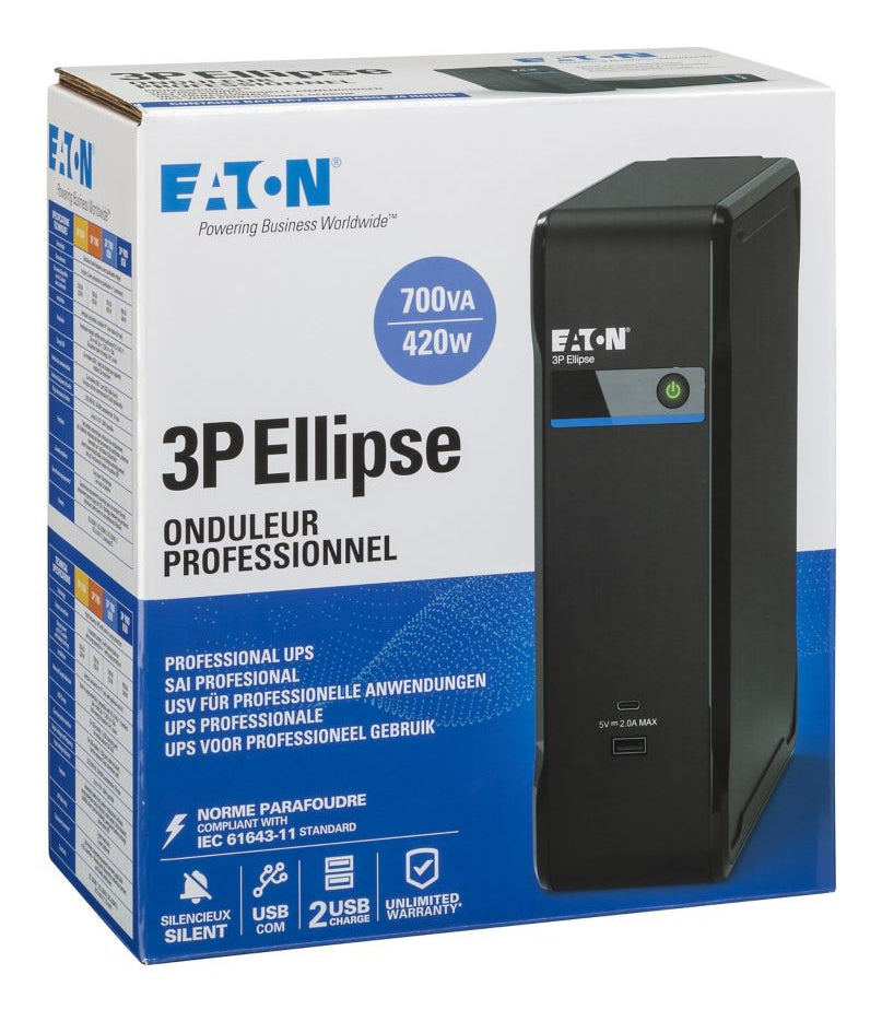 Eaton Corporation Eaton 3P Ellipse 700 USB IEC UPS 420Watt 700VA
