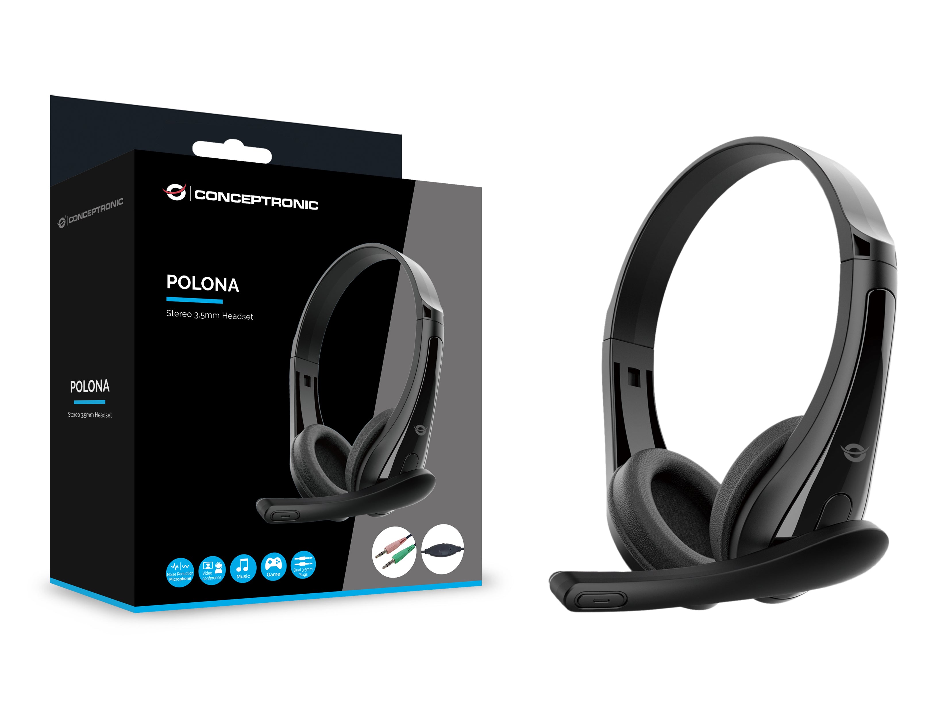 Conceptronic POLONA06B3T casque Avec fil Arceau Appels/Musique Noir