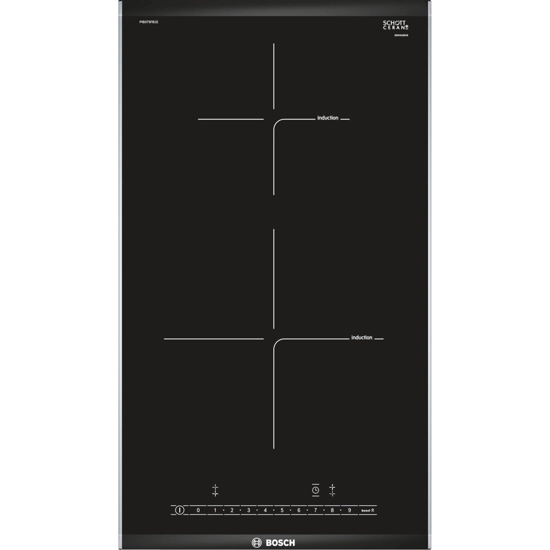 Bosch Bosch PIB375FB1E plaque Noir, Acier inoxydable Intégré Plaque avec zone à induction 2 zone(s)
