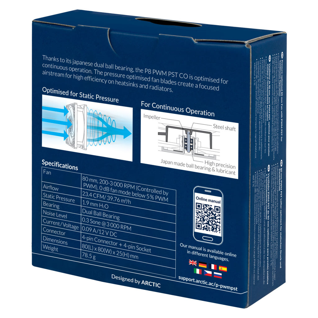 ARCTIC P8 PWM PST CO Boitier PC Ventilateur 8 cm Noir - vue 7
