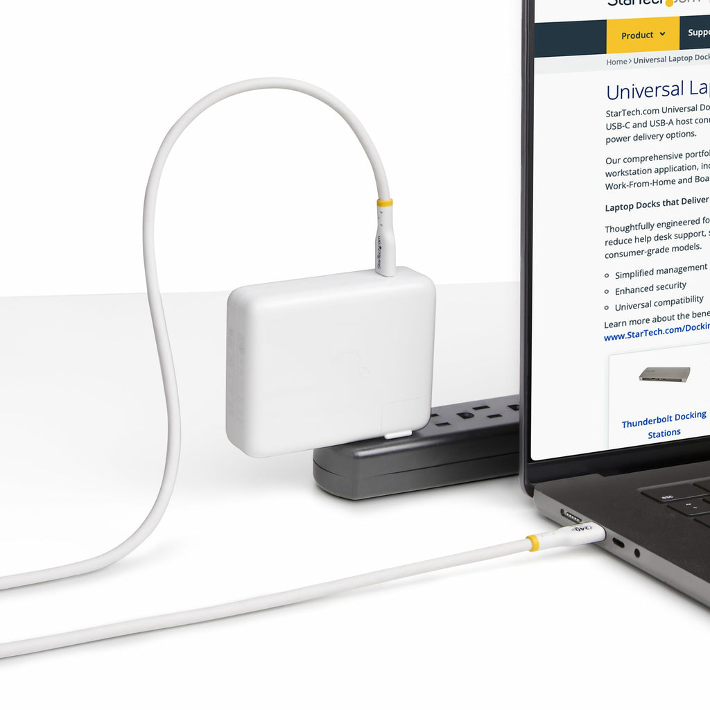 StarTech.com Câble de Charge USB-C 4m 240W 5A PD EPR, Synchronisation USB 2.0, Certifié USB-IF, Blanc