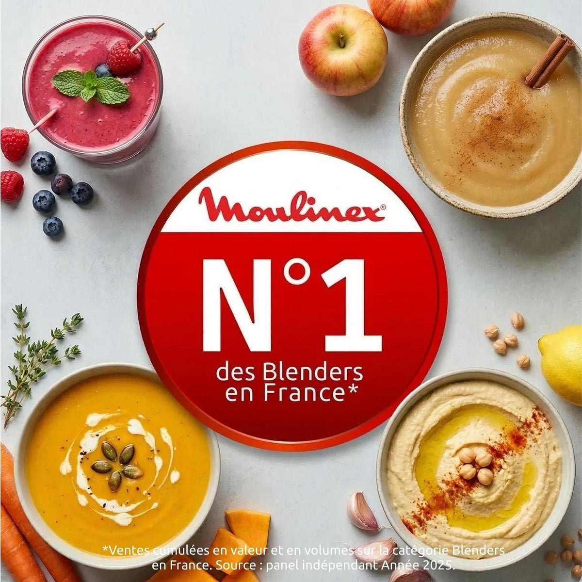 Moulinex Blender Soleil 6 Lames, 2 Vitesses Ivoire LM355A10