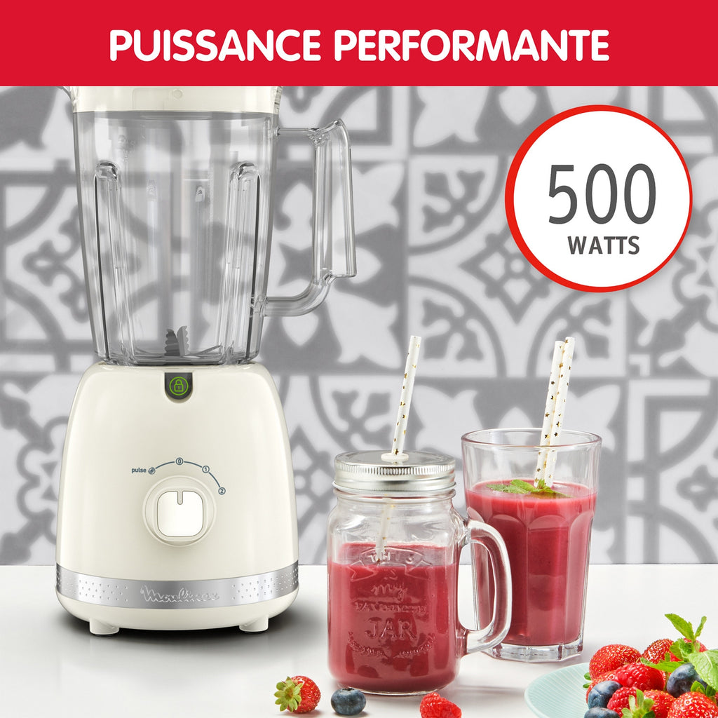 Moulinex Blender Soleil 6 Lames, 2 Vitesses Ivoire LM355A10
