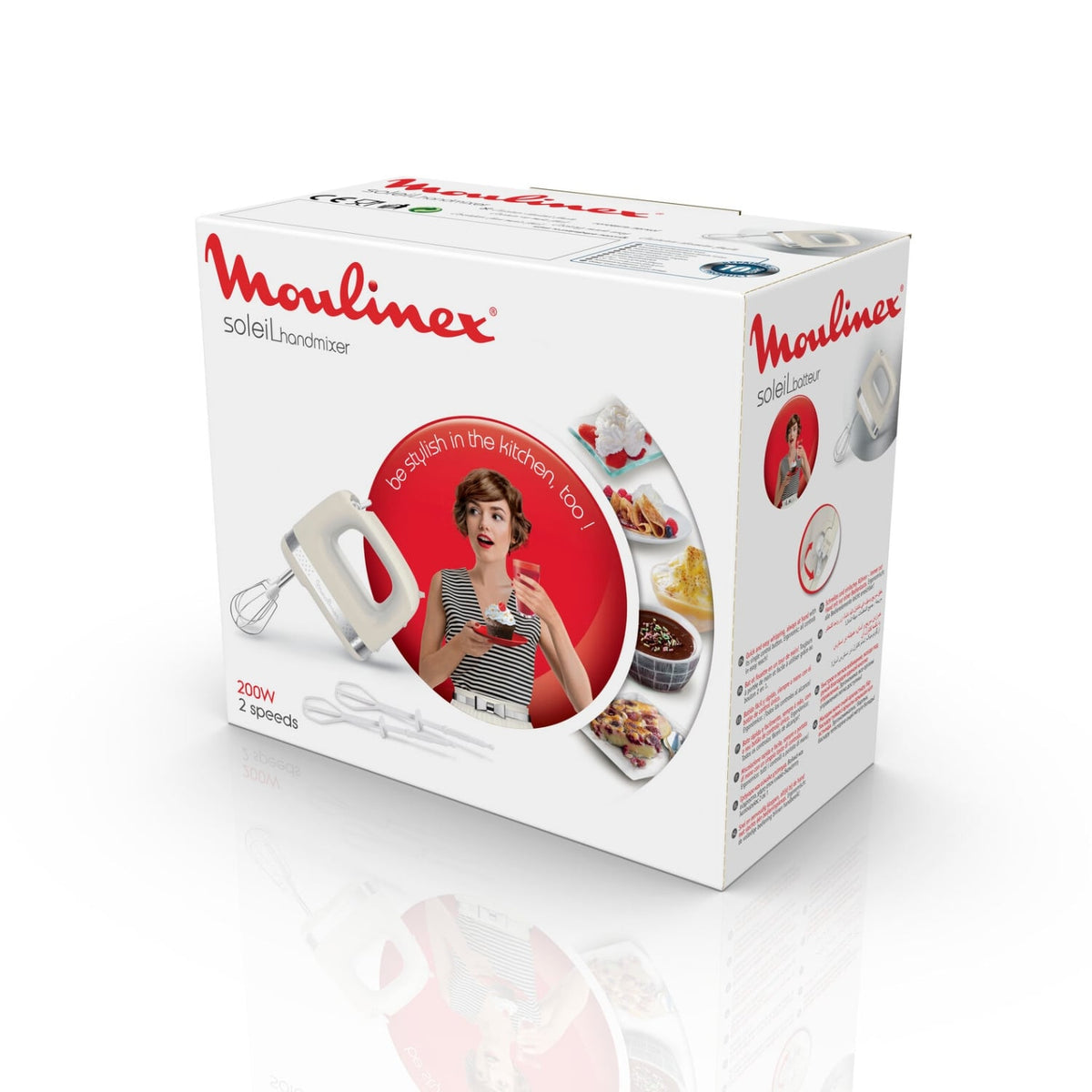 Moulinex Batteur Electrique Soleil 2 Vitesses + 2 Jeux de Fouets, Ivoire HM211A11