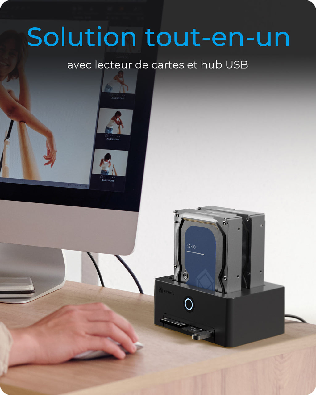 ICY BOX IB-1233CL-CR USB 3.2 Gen 1 (3.1 Gen 1) Type-A Noir