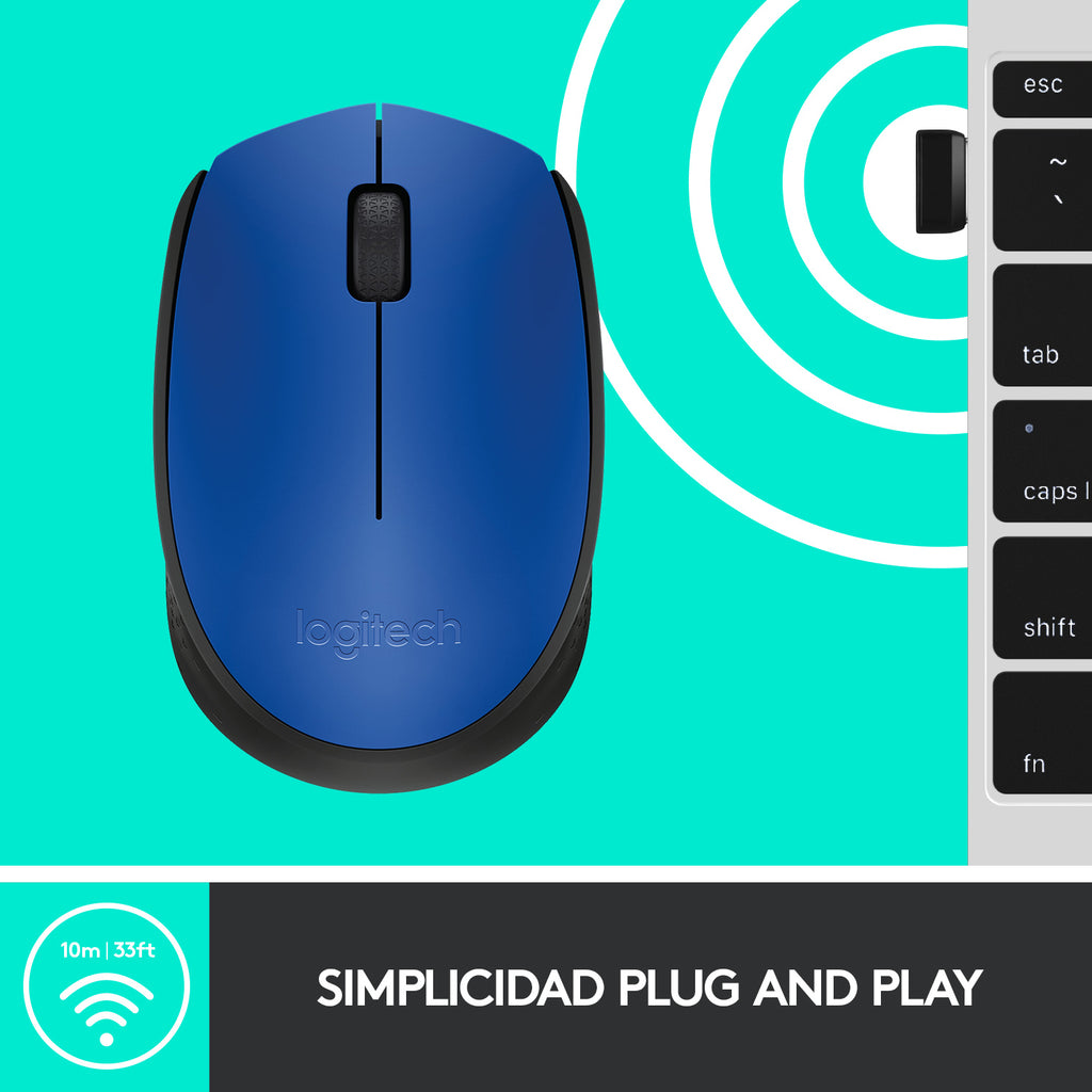 Logitech M171 Souris Sans Fil, Noir et Bleu
