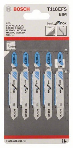 Bosch Bosch 2 608 636 497 Lame de scie sauteuse, à chantourner et sabre Lames de scie sauteuse Bimétal 5 pièce(s)