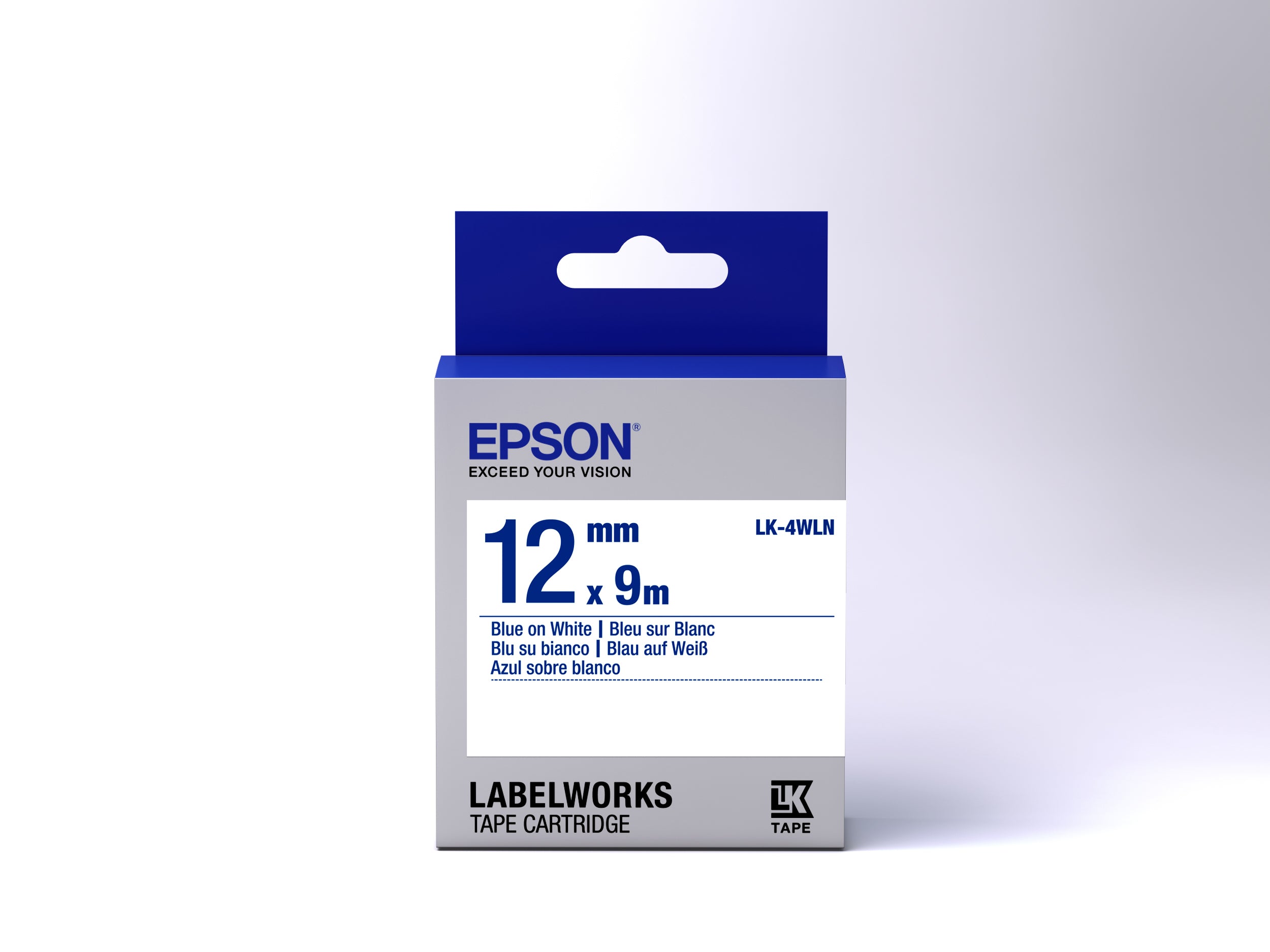Epson LK-4WLN - Standard - Bleu sur Blanc - 12mmx9m