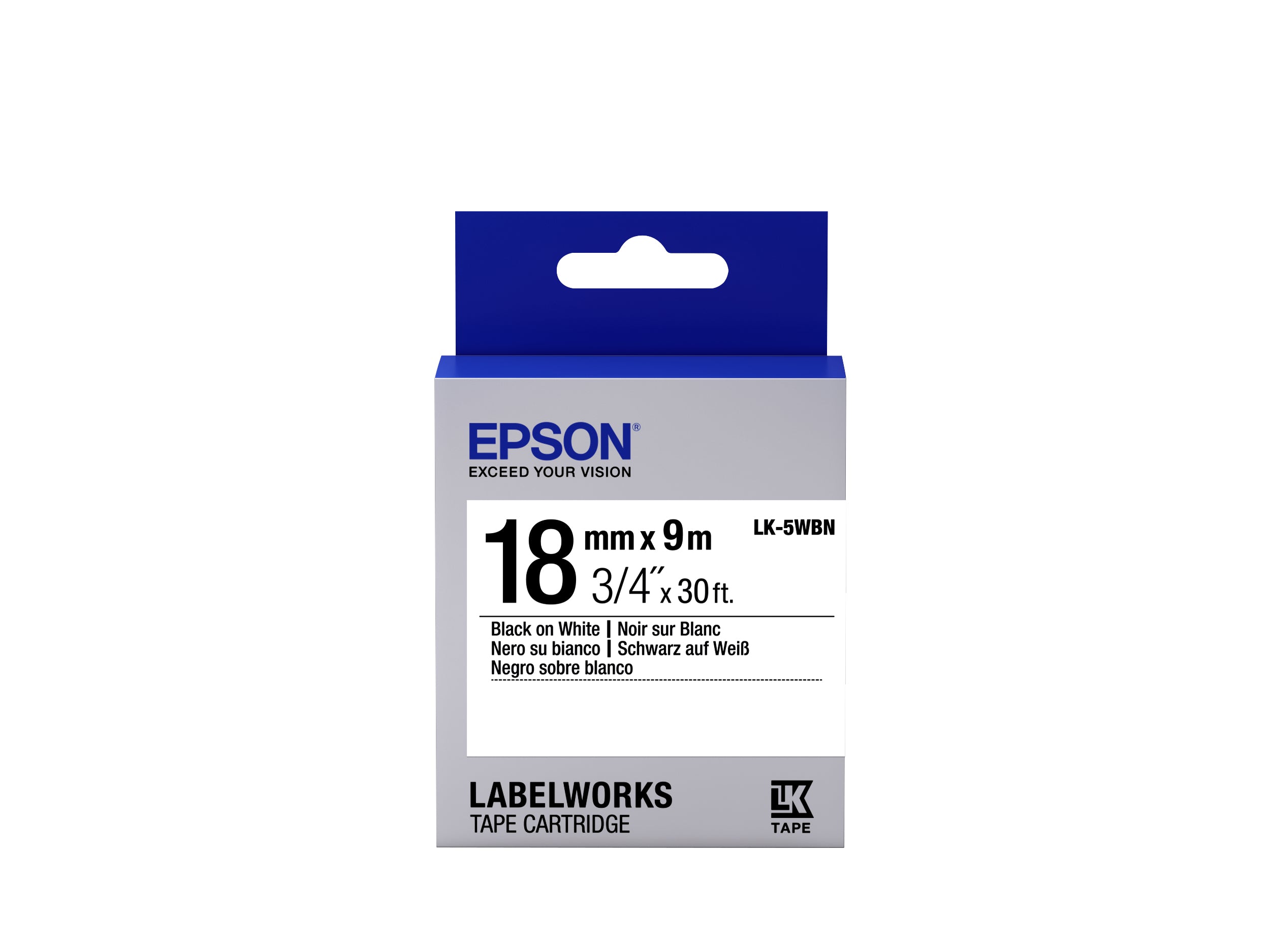Epson LK-5WBN - Standard - Noir sur Blanc - 18mmx9m