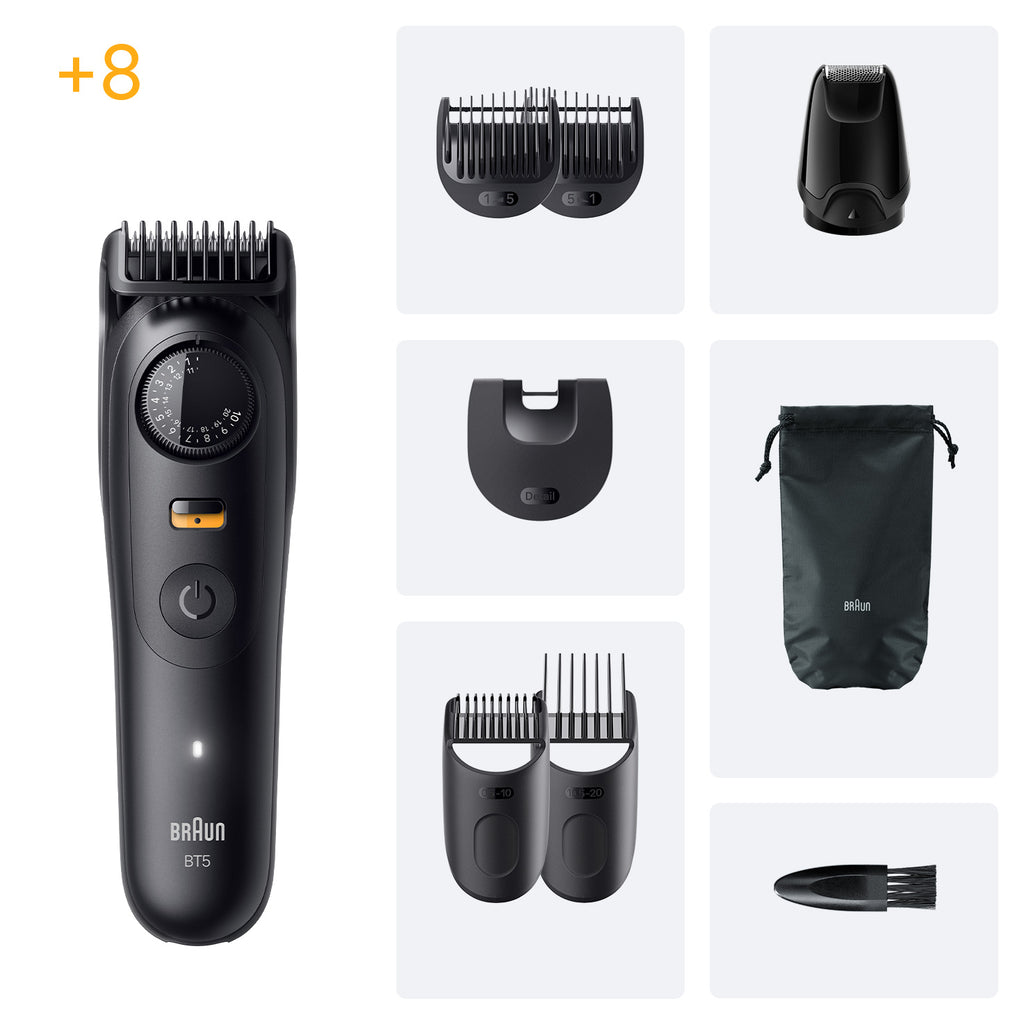 Braun BeardTrimmer 5 BT5560 Tondeuse à Barbe, Noir, Étanche Mouillé & Sec