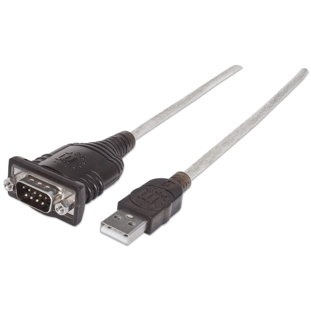 Manhattan Convertisseur USB-A vers Série RS232/COM/DB9, Puce Prolific PL-2303RA, 45 cm, Noir/Argent