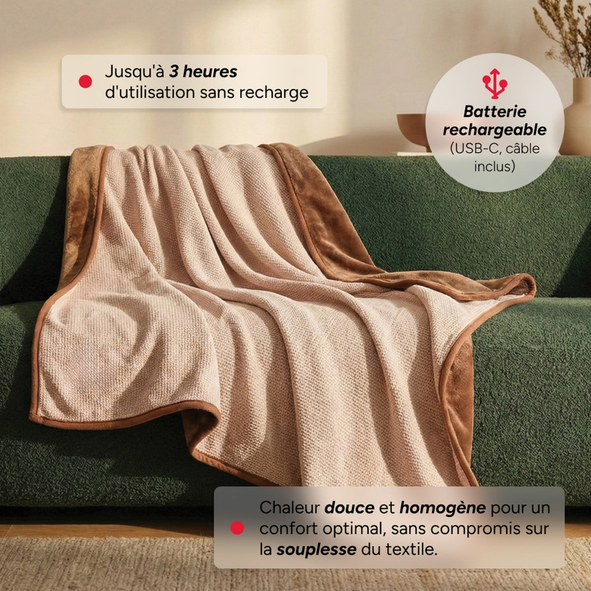 Terraillon Plaid & Poncho chauffant 2-en1 - NOOMA