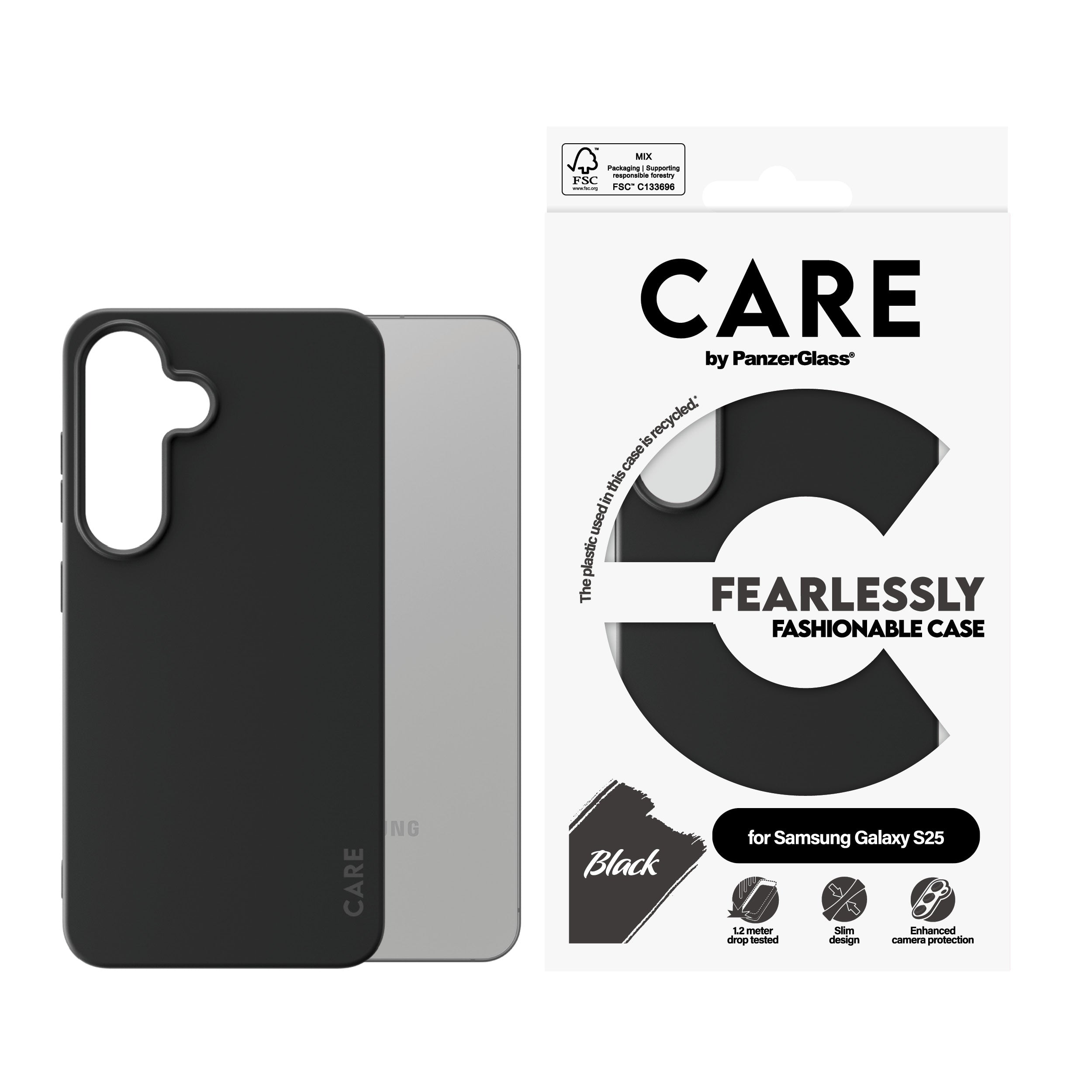 PanzerGlass PanzerGlass CARE™ by ® Case Black Samsung Galaxy S25 coque de protection pour téléphones portables Housse Noir
