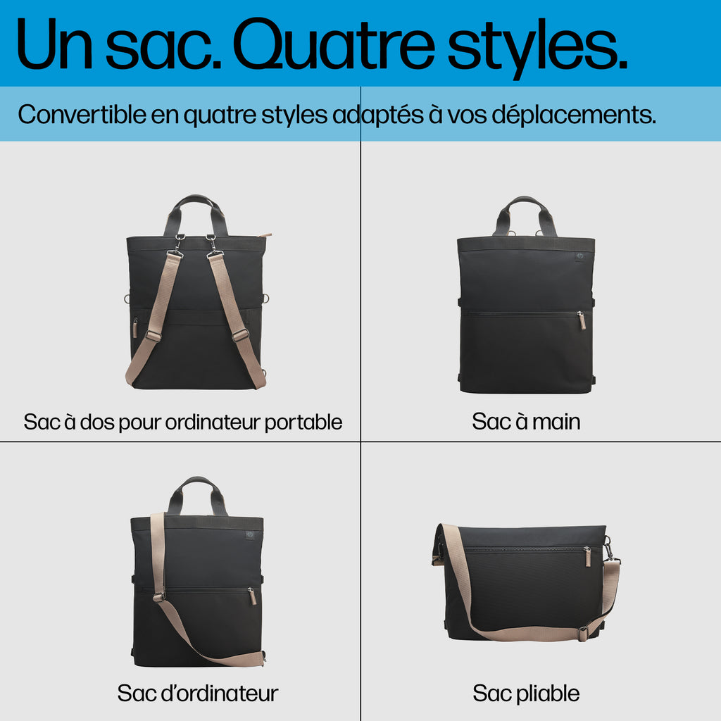 HP Sac à Dos Convertible pour Ordinateur Portable 14 pouces, 18L, Noir