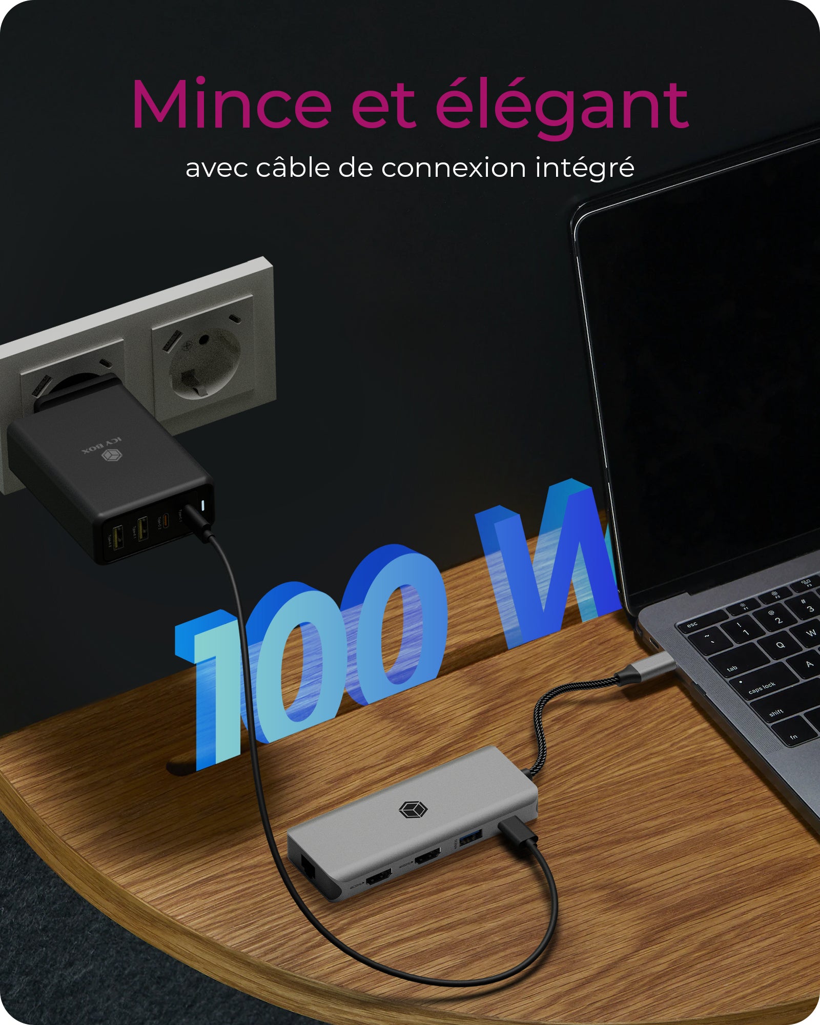 ICY BOX IB-DK4012-CPD Avec fil USB 3.2 Gen 1 (3.1 Gen 1) Type-C Anthracite, Noir