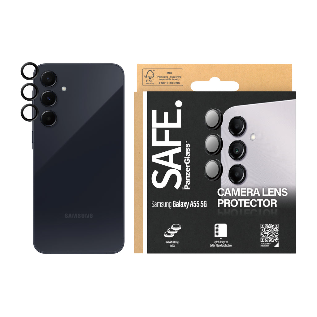 PanzerGlass SAFE. by ® Camera Lens Protector Black Samsung Galaxy A55 5G Protection d'écran transparent 1 pièce(s)
