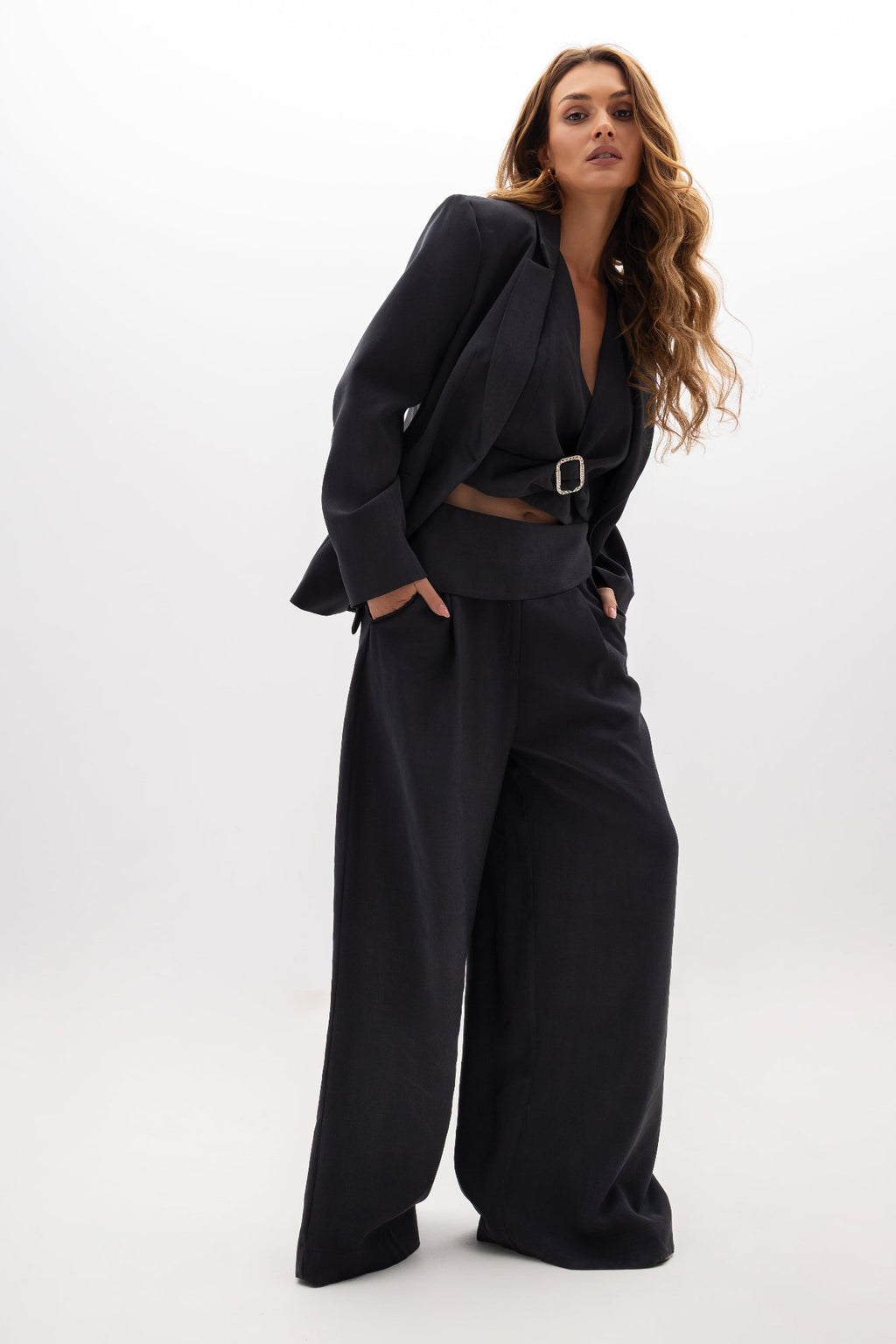 Veste ajustée pour femme, à revers et à un bouton