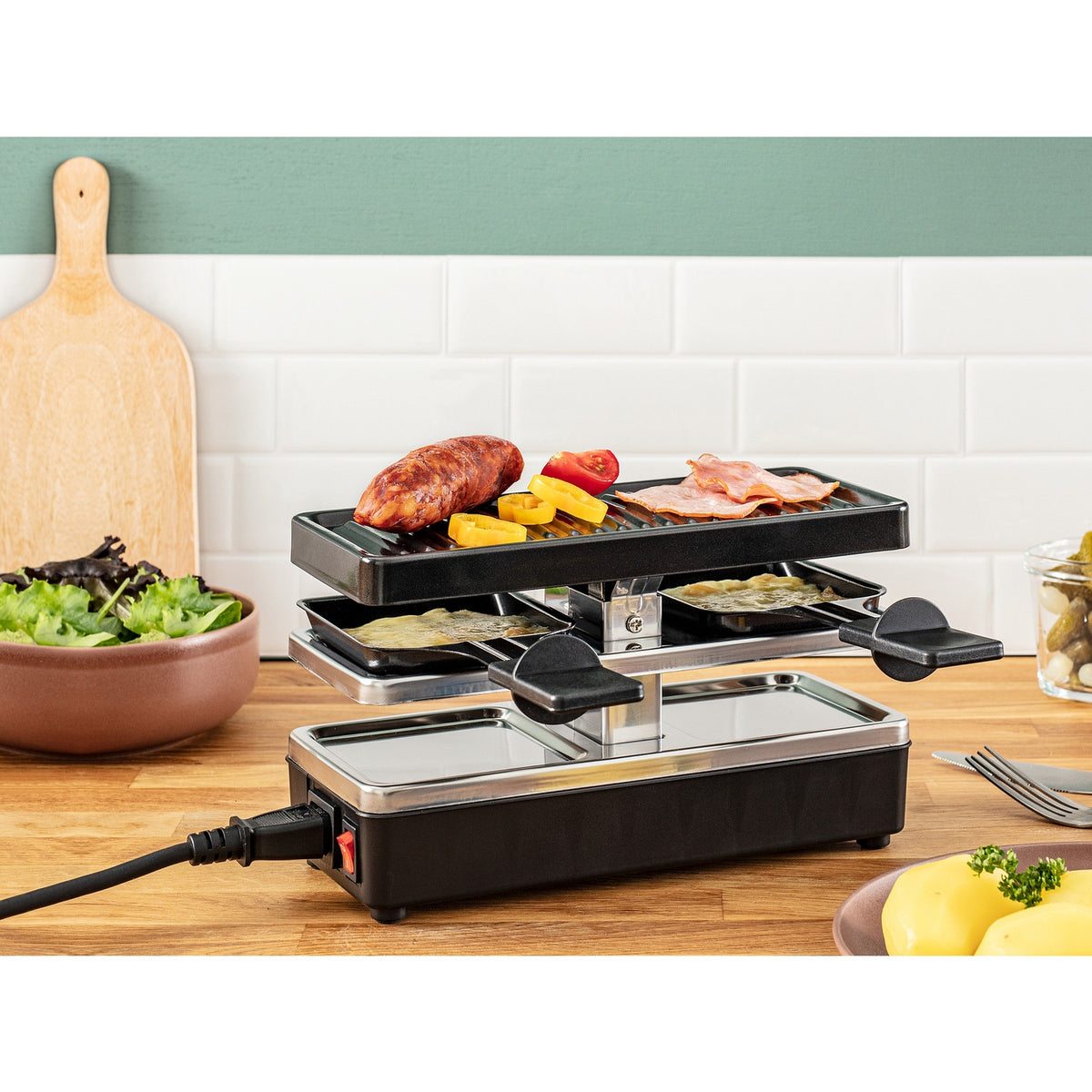 Tefal Appareil à raclette et gril 2 personnes Plug & Share RE230812