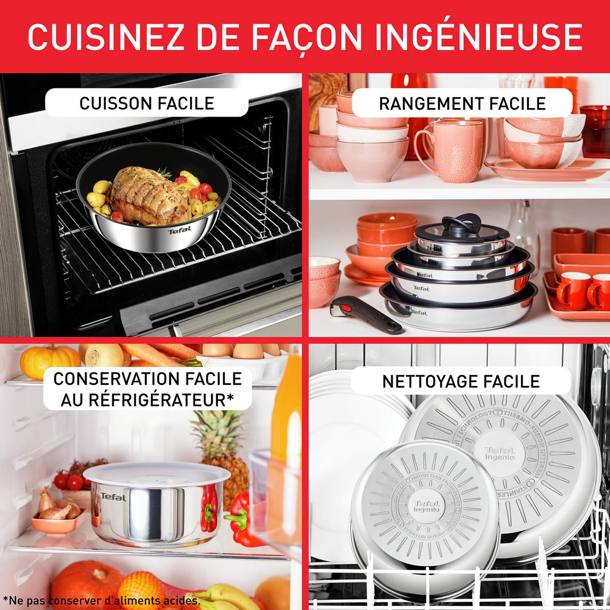 Tefal Batterie de Cuisine Ingenio Emotion 10 pièces