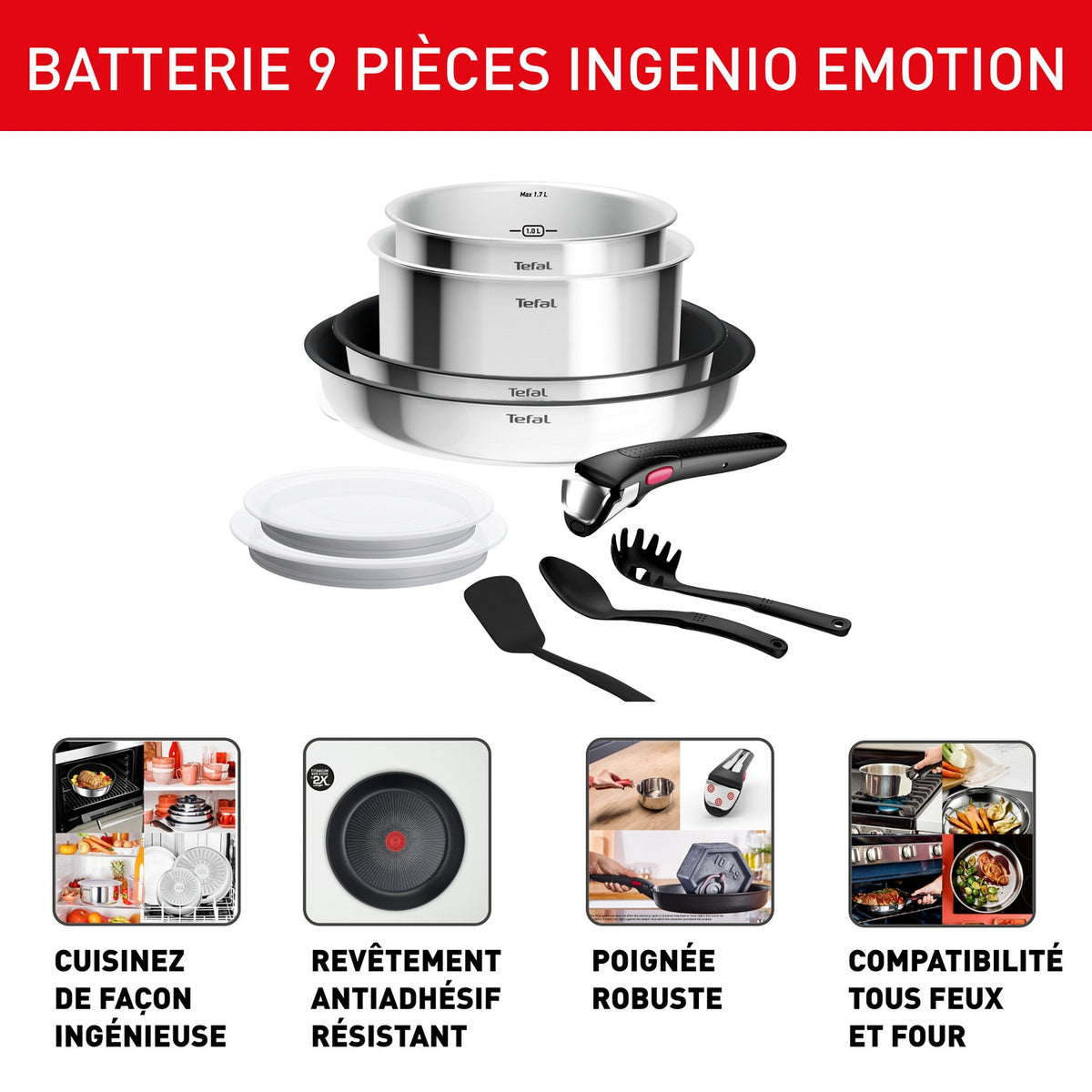 Tefal Batterie de Cuisine Ingenio Emotion 10 pièces