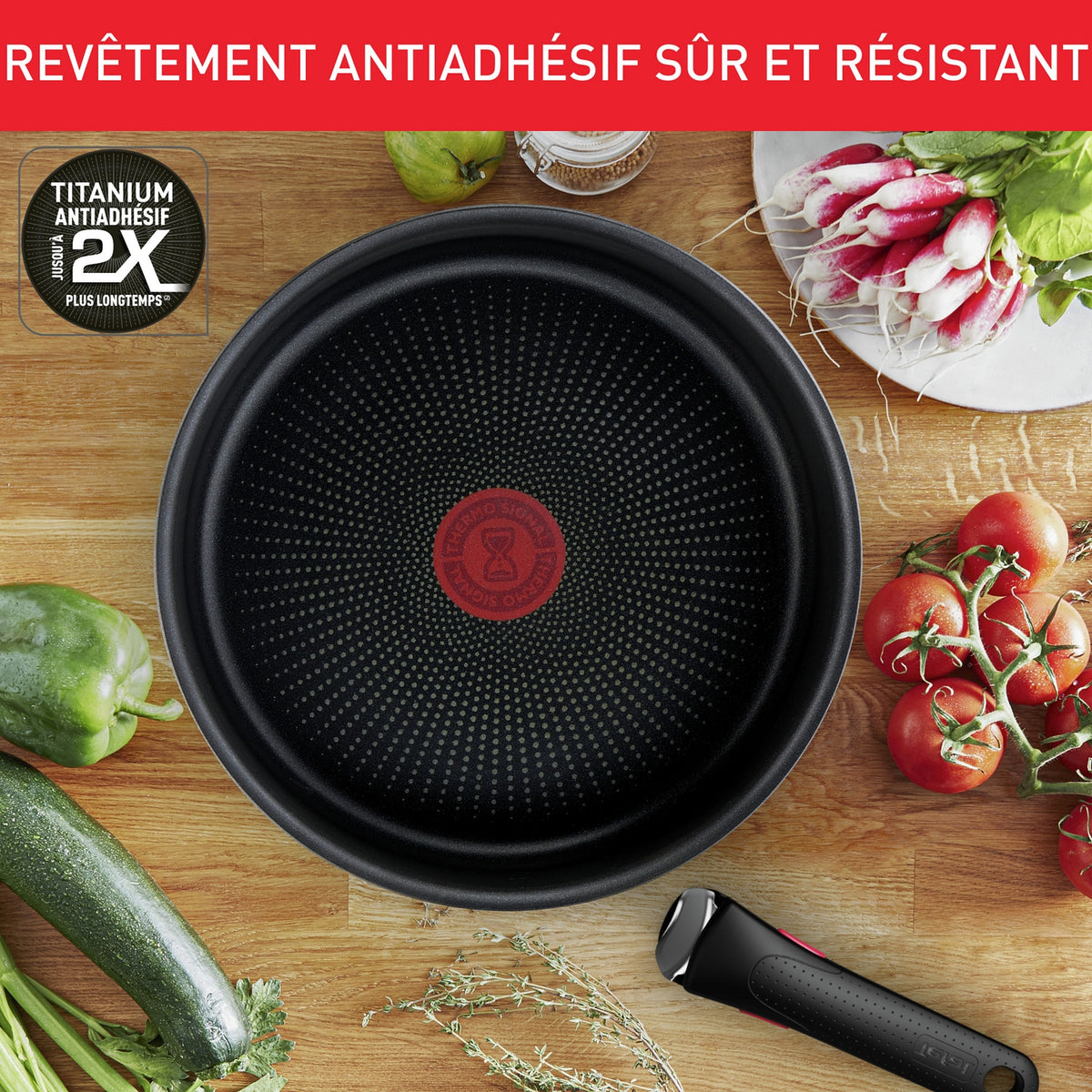 Tefal Batterie de cuisine 5 Pièces Inox Revêtement Anti-adhésif Tous Feux Dont Induction Poignée Amovible Ingenio Emotion