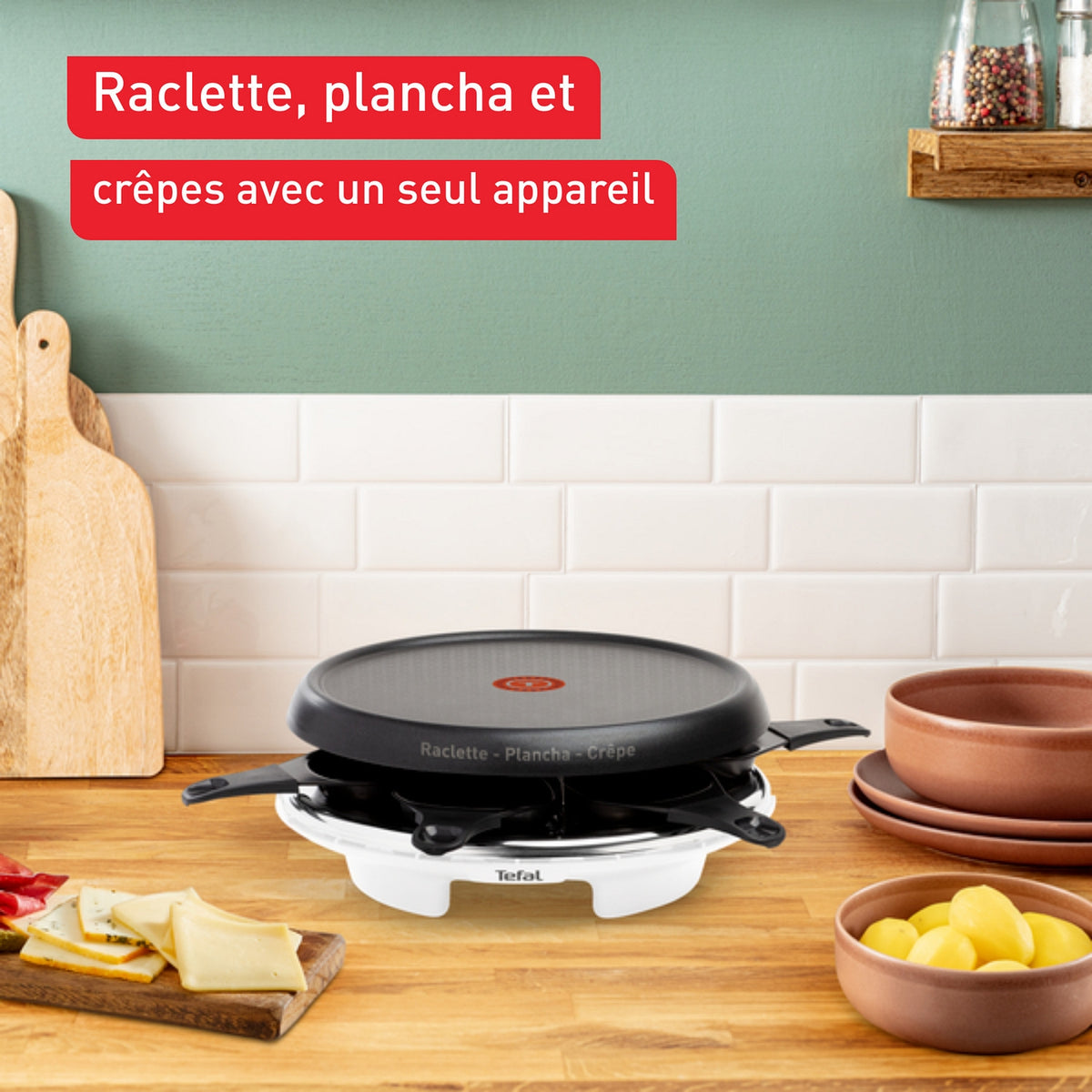 Tefal Appareil à raclette, plancha, crêpière 6 personnes RE151110