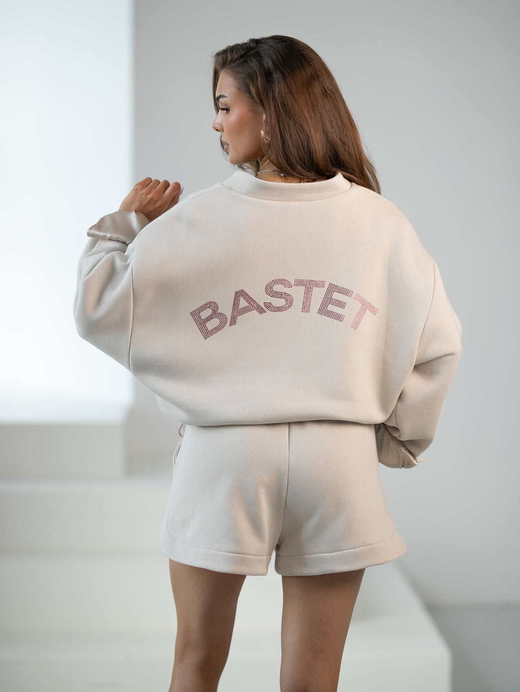 Veste bomber en molleton avec logo - col montant, boutons et doublure