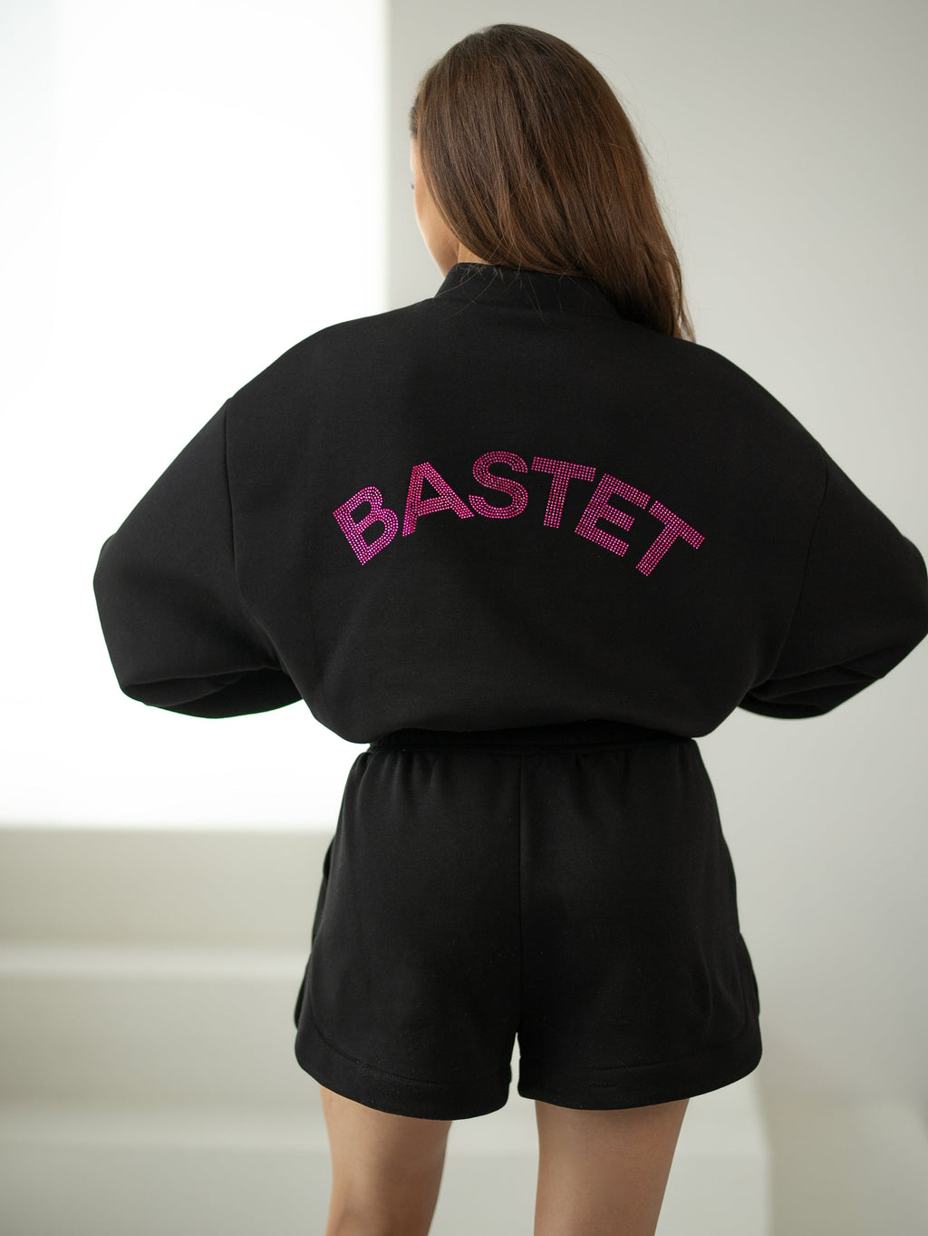 Veste bomber en molleton avec logo - col montant, boutons et doublure