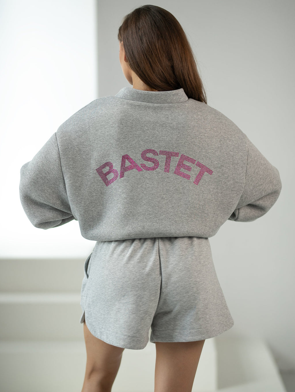 Veste bomber en molleton avec logo - col montant, boutons et doublure
