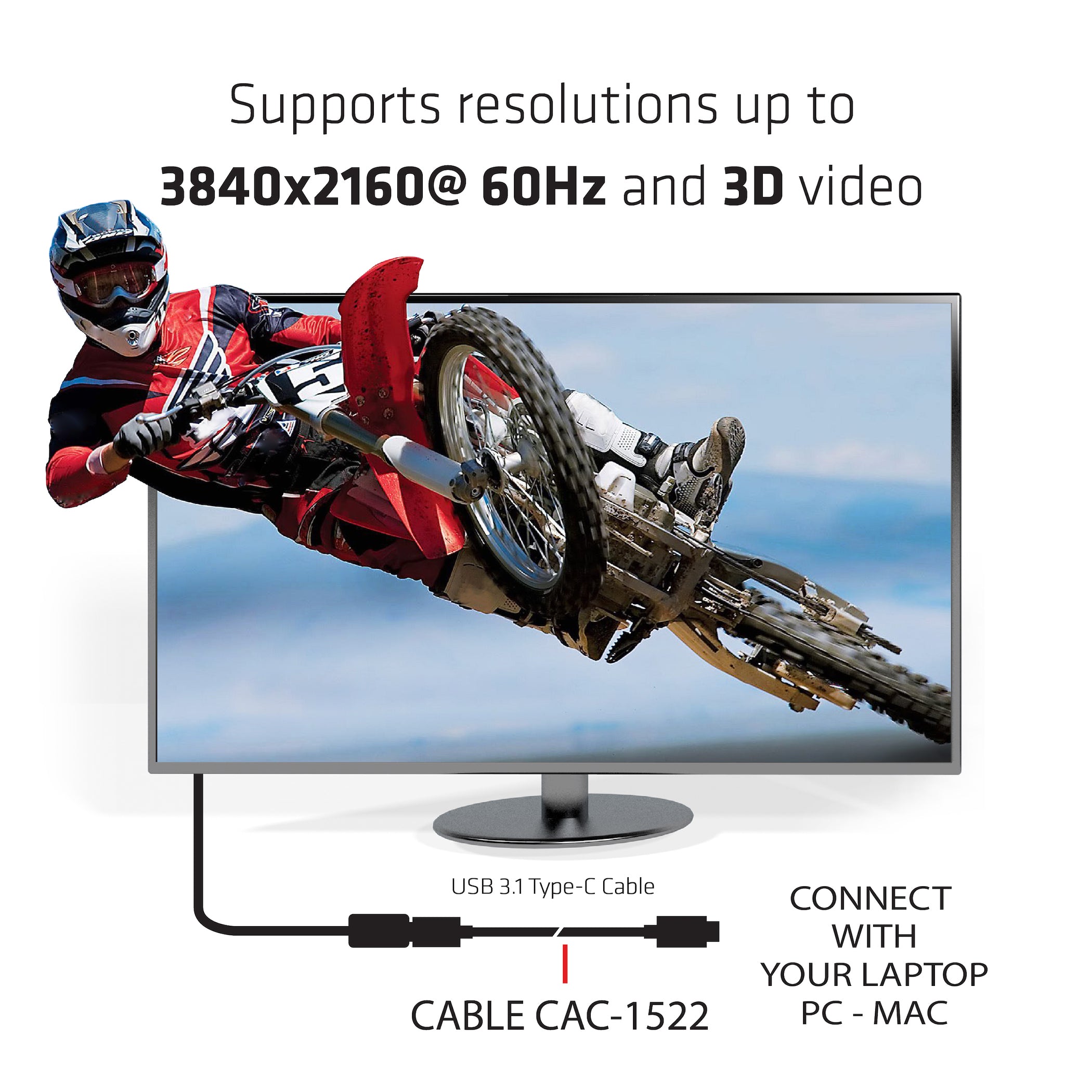 CLUB3D USB Gen2 Type C Video 4K60Hz, Data 10Gbps and 100W