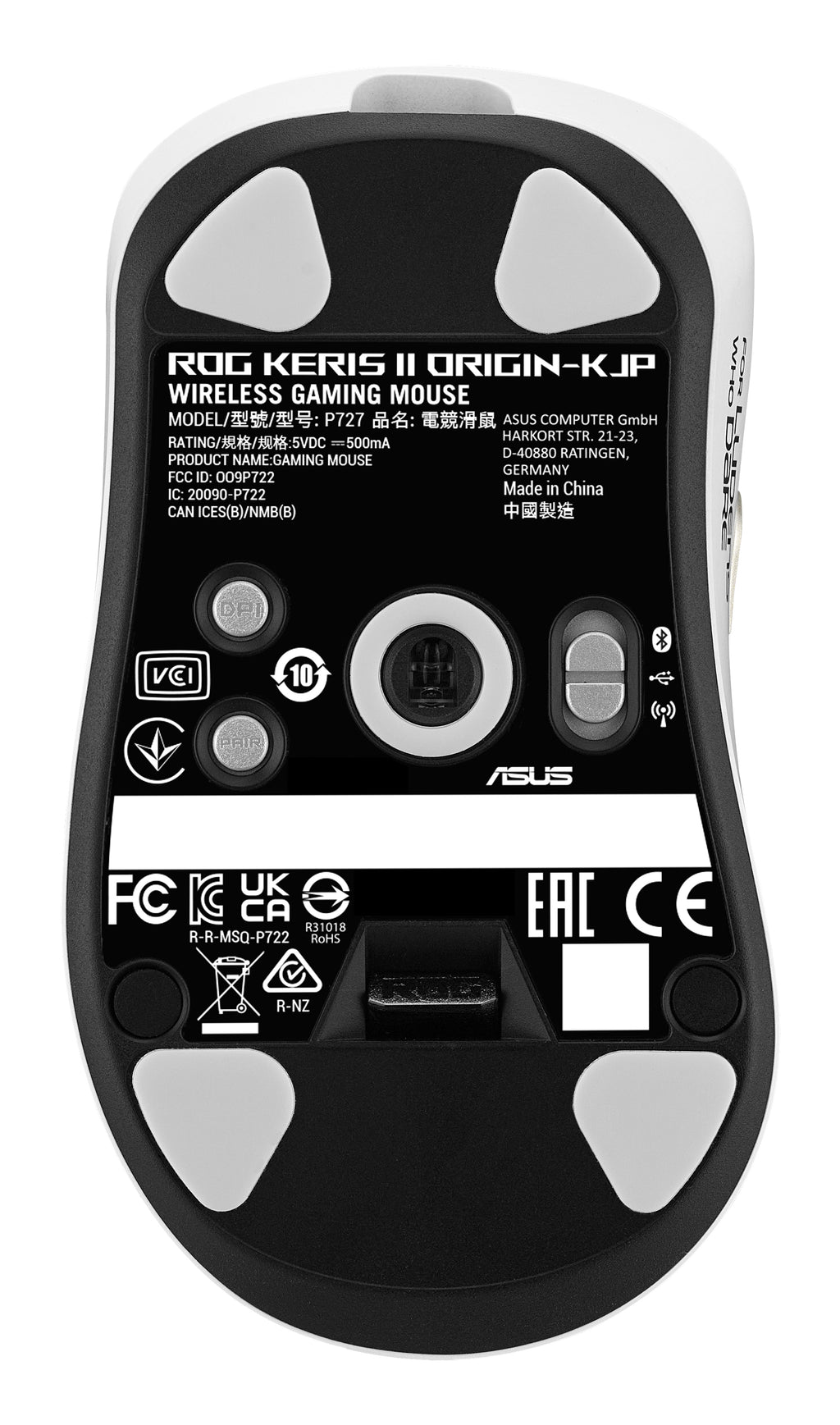 ASUS ROG Keris II Origin-KJP Souris Gaming Droitier RF Wireless, Bluetooth, USB Type-A, Optique 42000 DPI