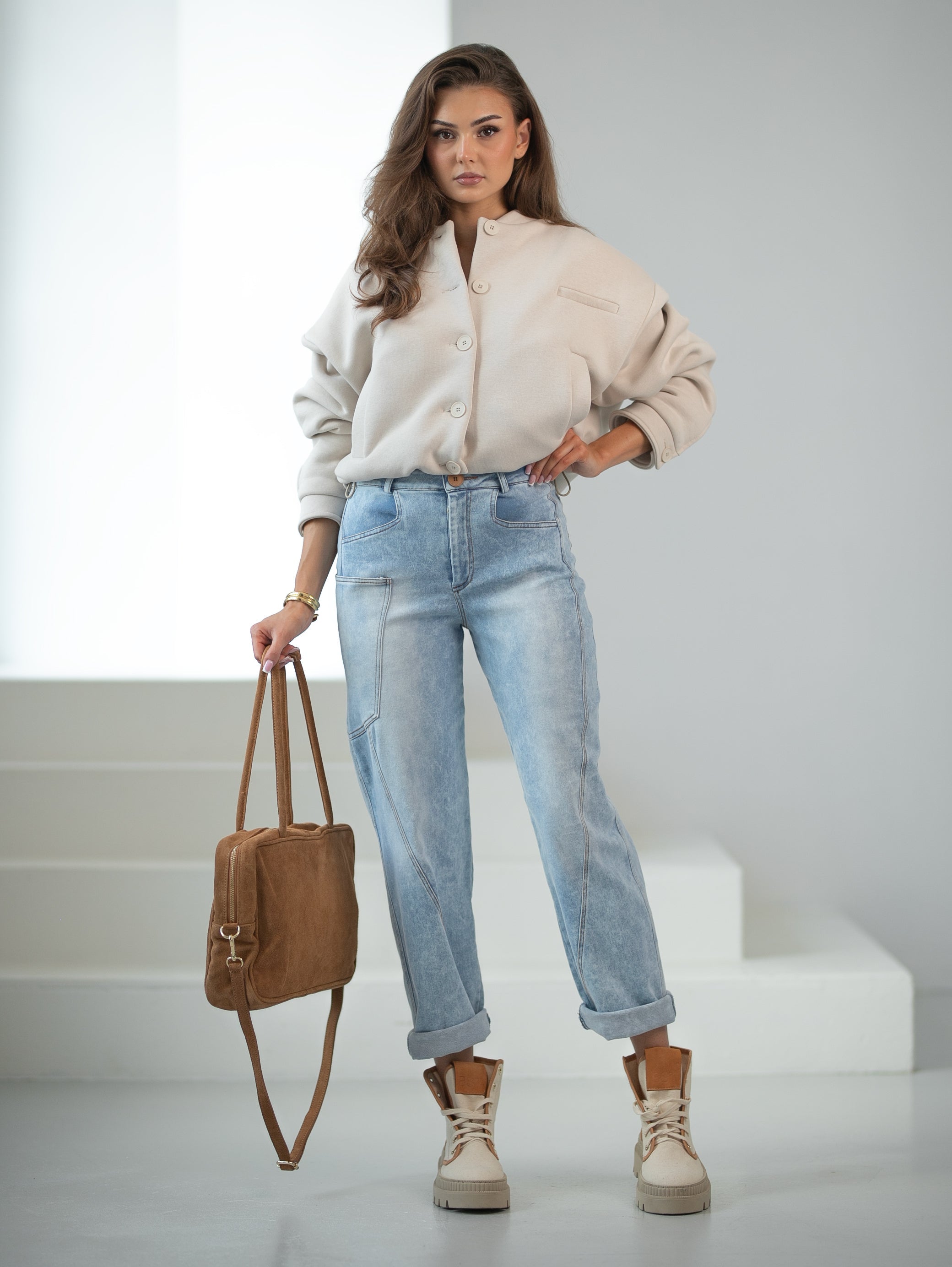 Pantalon MOM avec poches décoratives