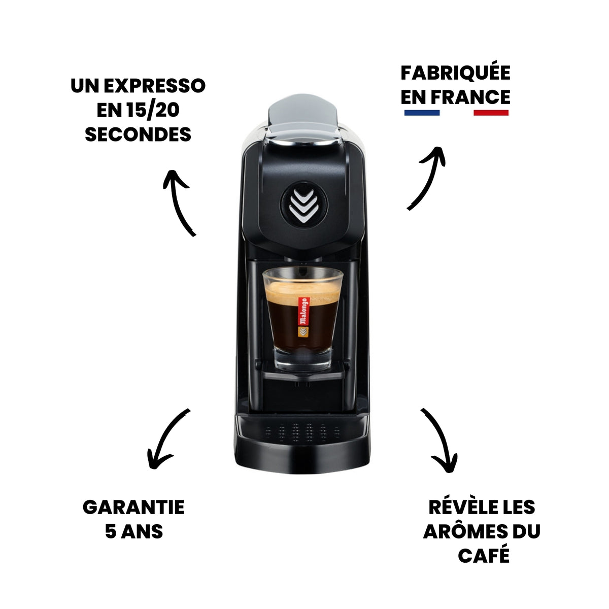 Malongo Machine à expresso à dosette EOH Noir