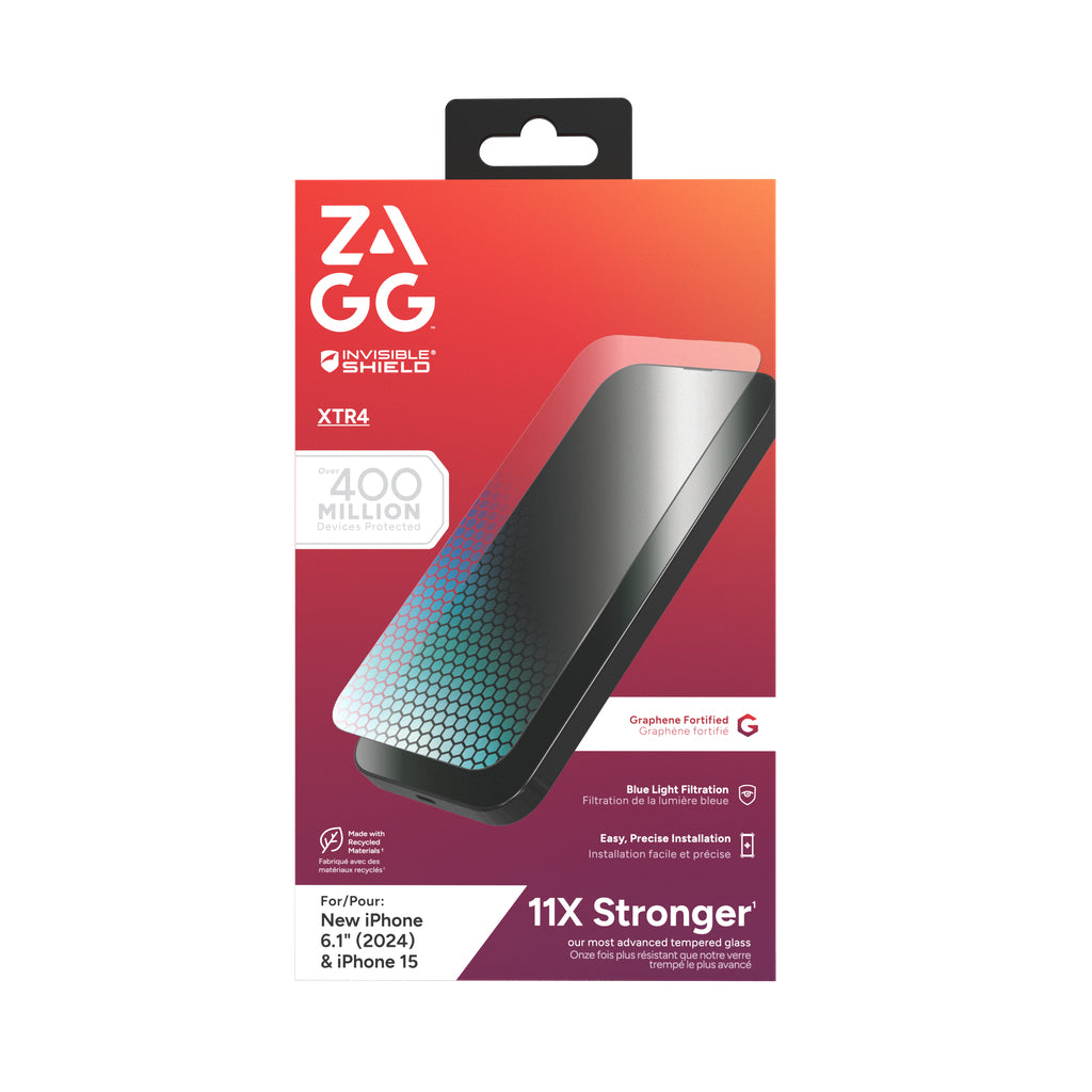 InvisibleShield Glass XTR4 Protection d'Écran de Confidentialité pour iPhone 16 et iPhone 15