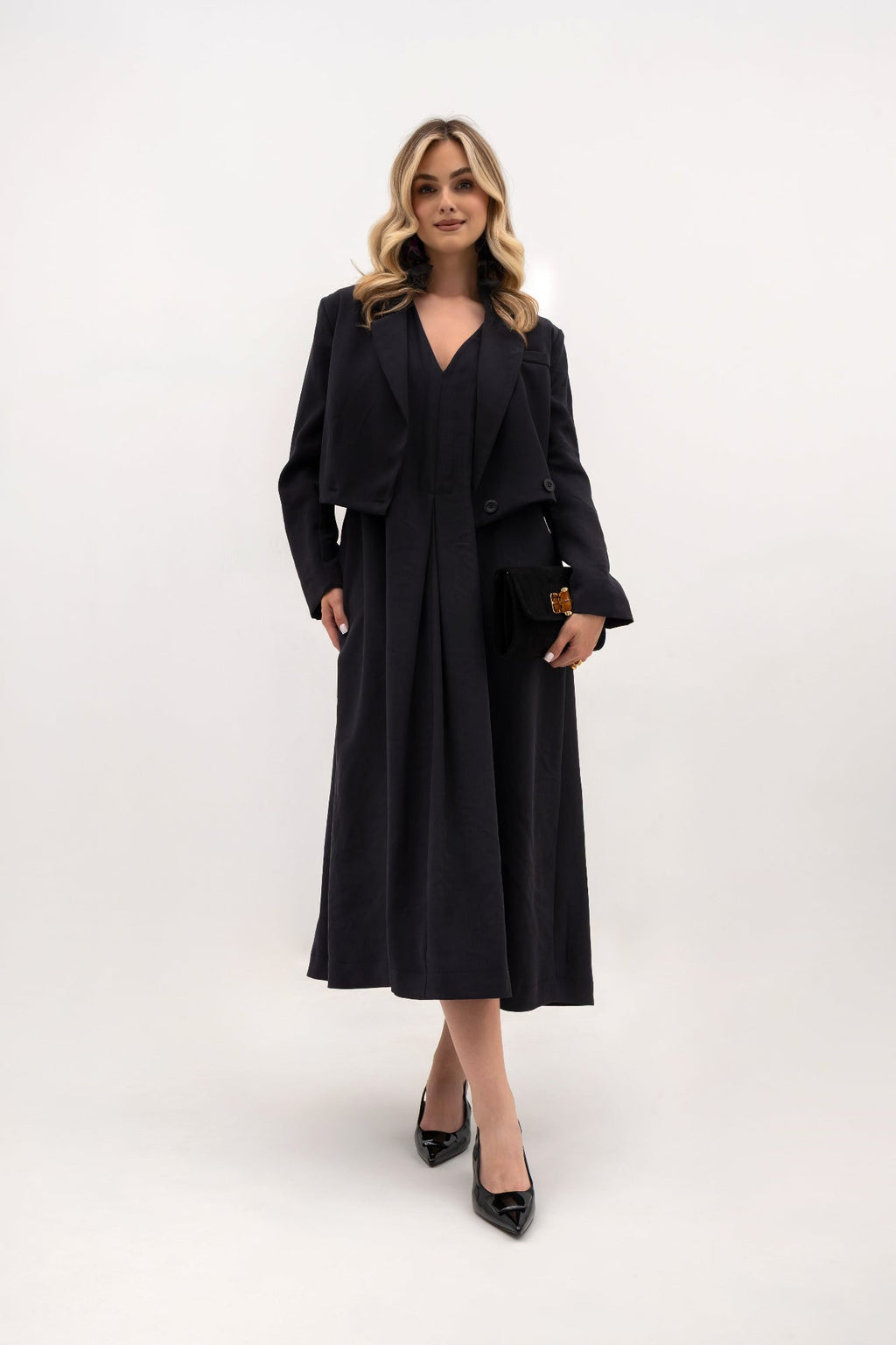 Robe midi ample à encolure en V et poches