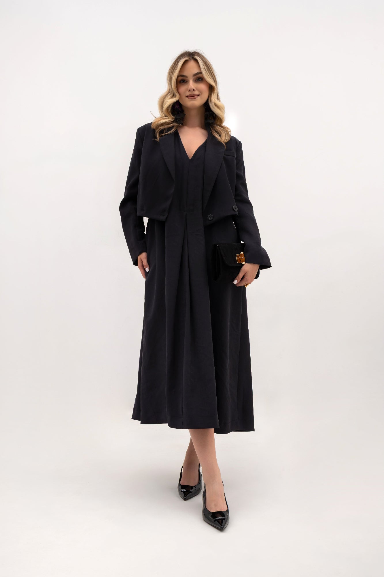 Robe midi ample à encolure en V et poches