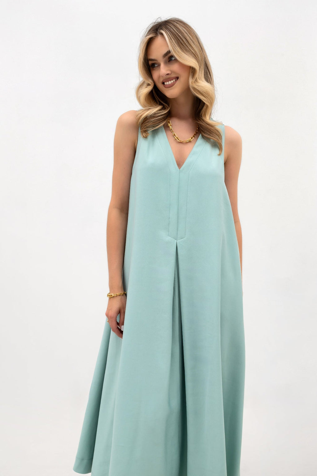 Robe midi ample à encolure en V et poches