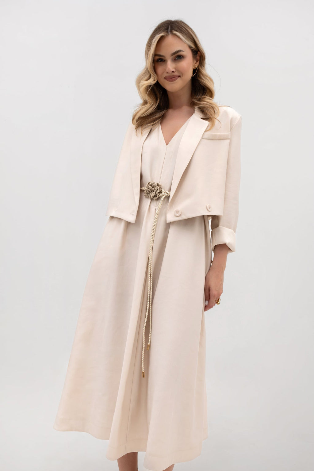 Robe midi ample à encolure en V et poches