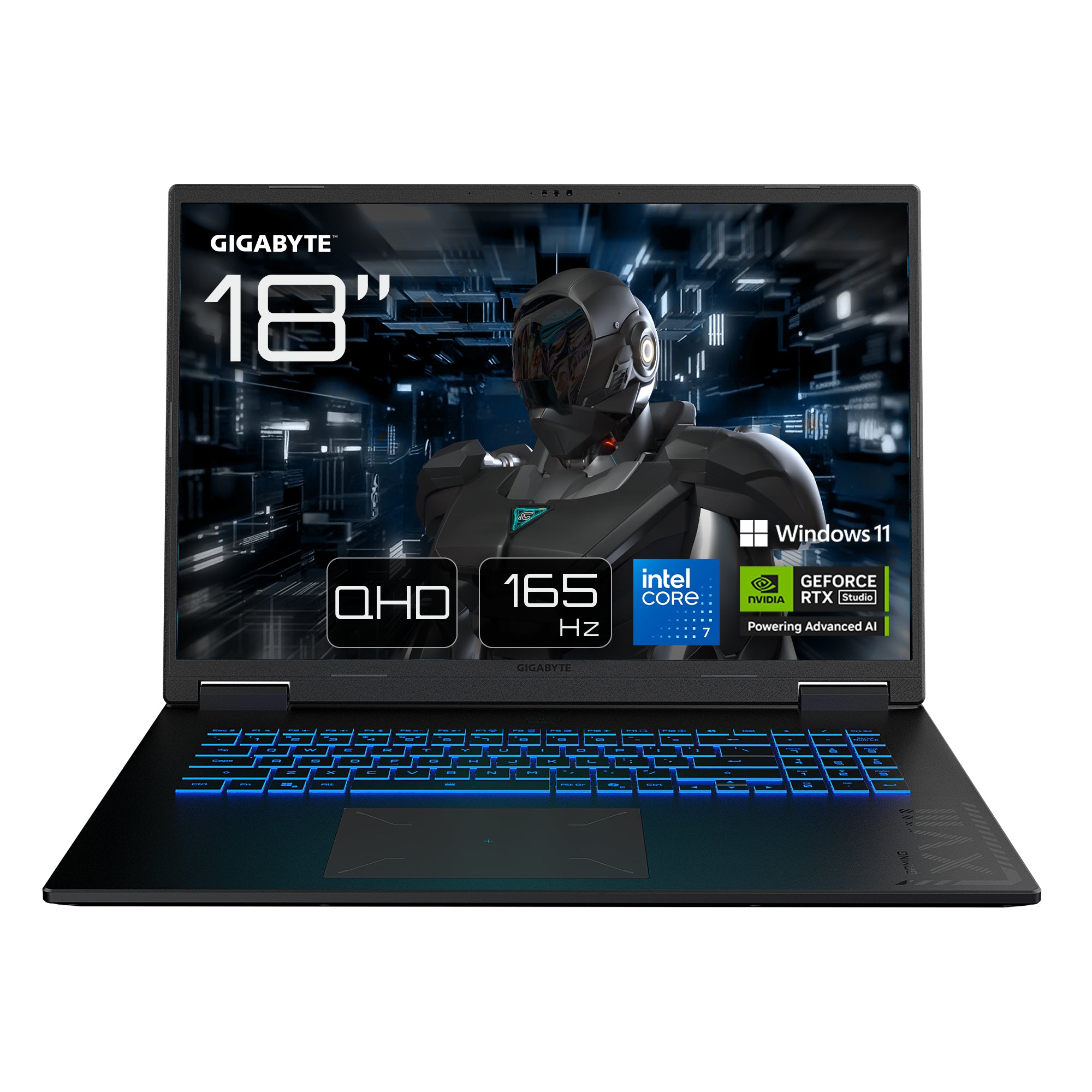 GIGABYTE GAMING A18 PRO DYJG3DEBC4SH laptop Intel Core 7 240H Ordinateur portable 45,7 cm (18") WQXGA 32 Go LPDDR5x-SDRAM 1 To SSD NVIDIA GeForce RTX 5080 Wi-Fi 6E (802.11ax) Windows 11 Home Noir