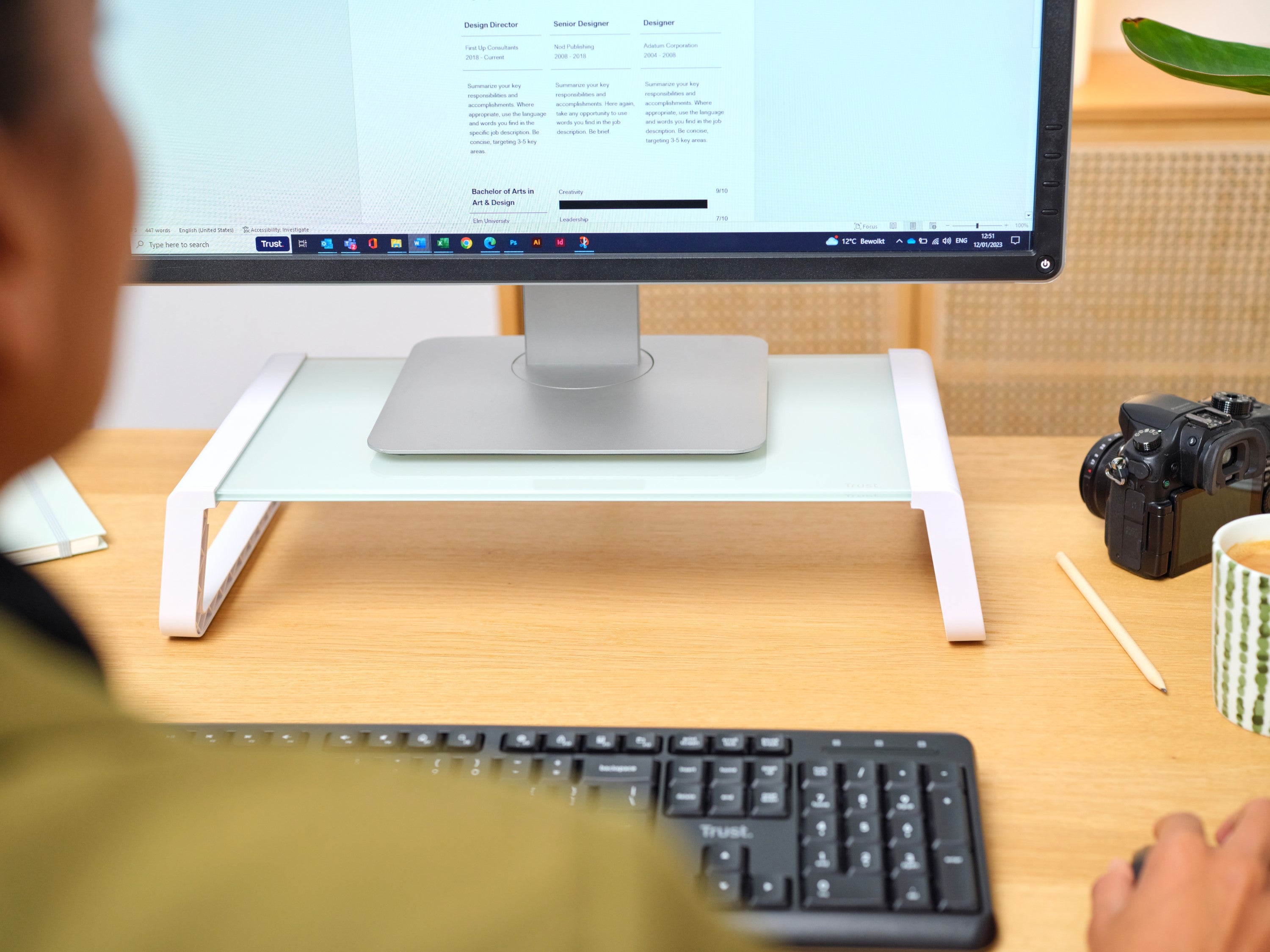 Trust 25351 support d'écran plat pour bureau Transparent, Blanc