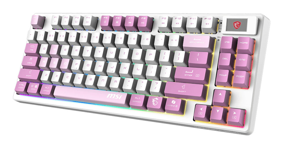 MSI FORGE GK600 TKL WIRELESS VIOLET clavier Gaming USB + Bluetooth QWERTY Espagnole Rose, Violet, Blanc - vue 3