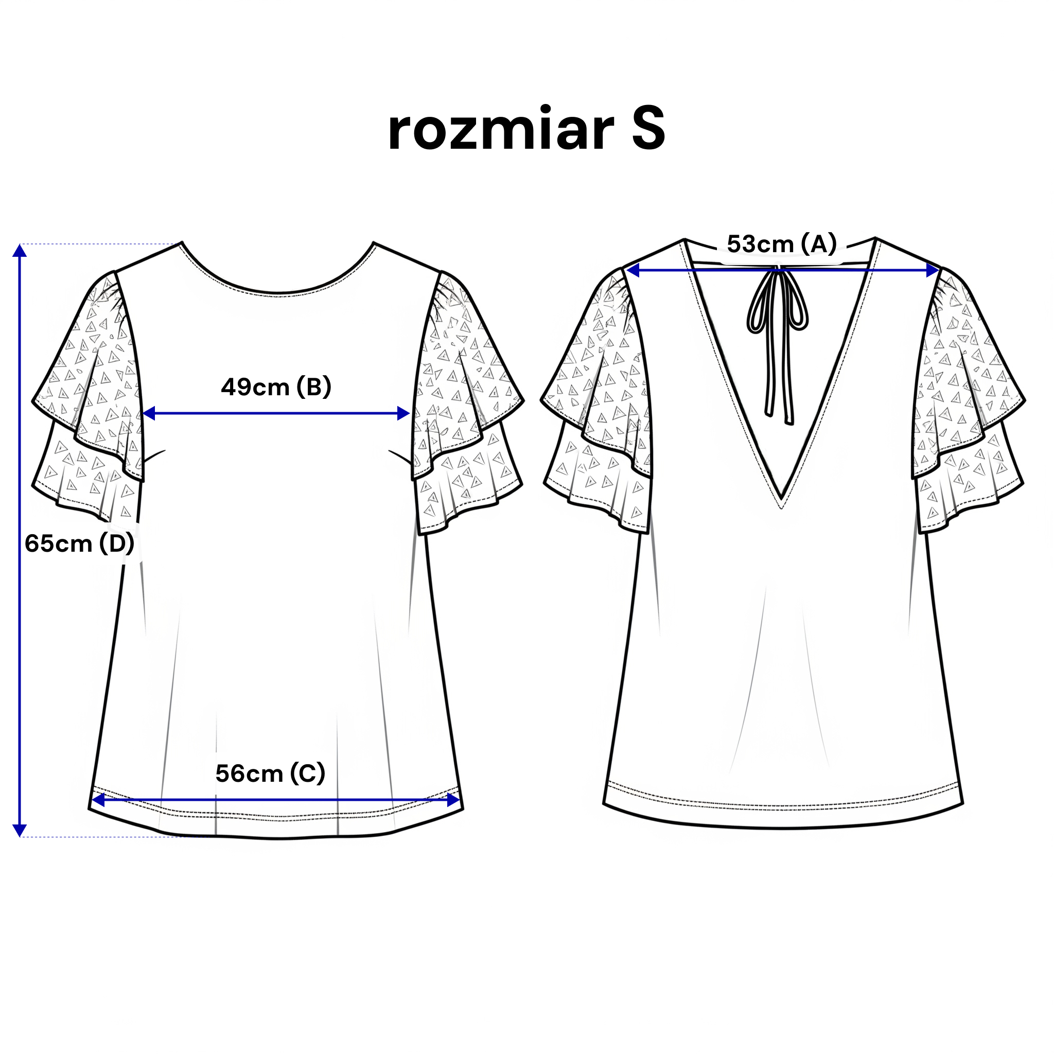 Blouse à volants brodés et nouée dans le dos