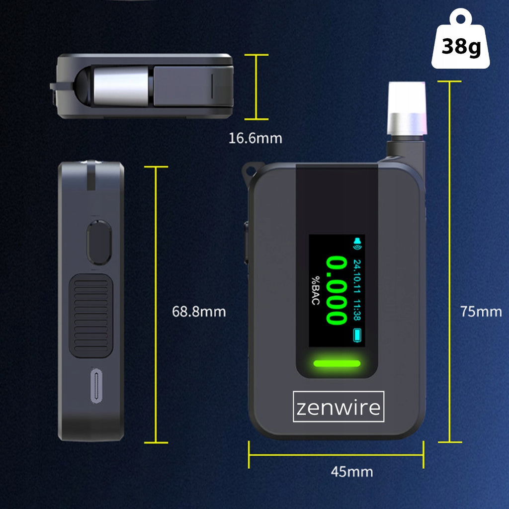 Alcootest électrochimique de police AI sans embout, modèle professionnel, 6 embouts  Zenwire D1000