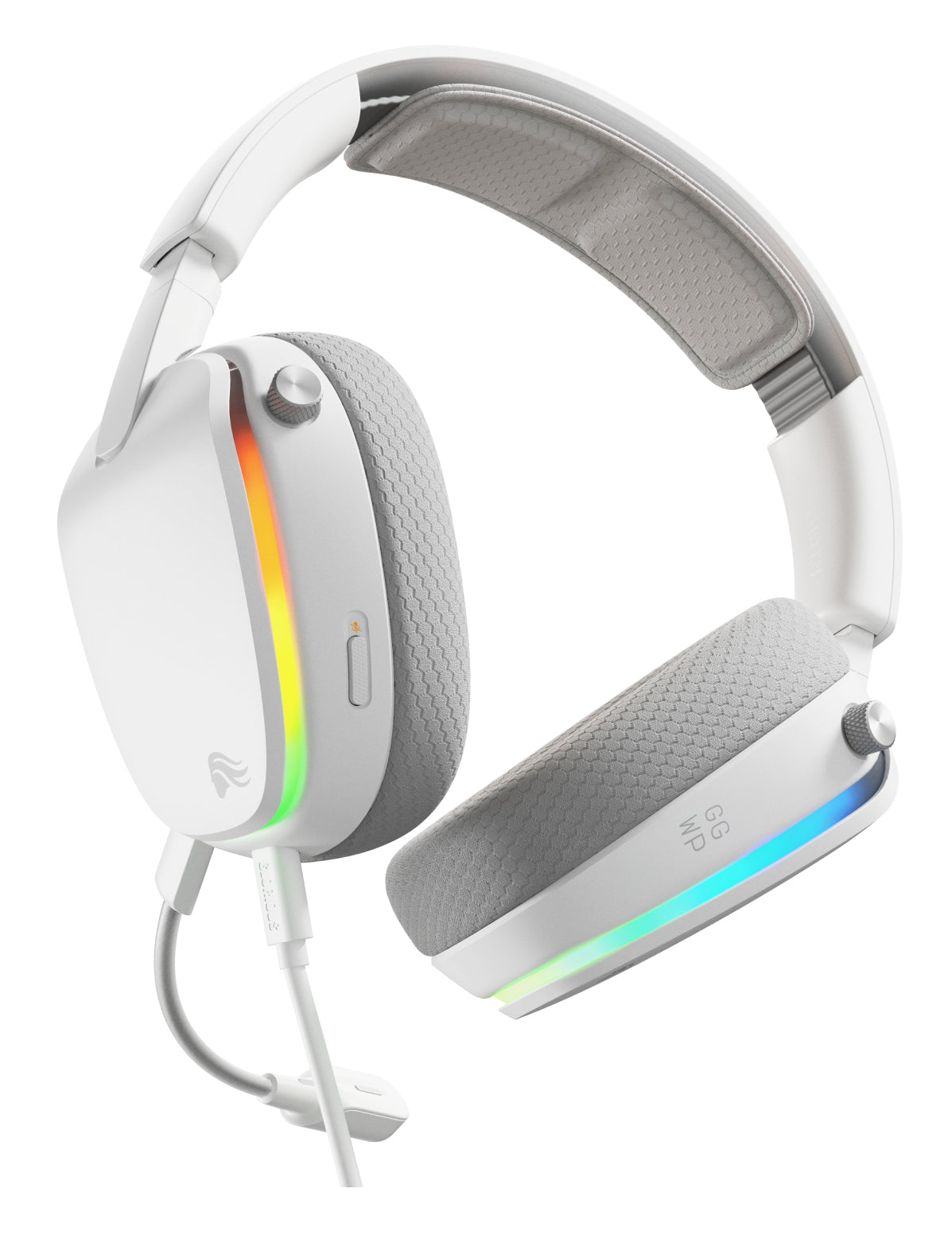 Glorious Gaming Glorious GHS Eternal RGB - Casque gaming stéréo RGB pour PC, PS5, PS4, Switch. Transducteurs inclinés sur mesures, micro détachable USB-C haute-clarté ajustable. Résistant, confort longue durée. Blanc