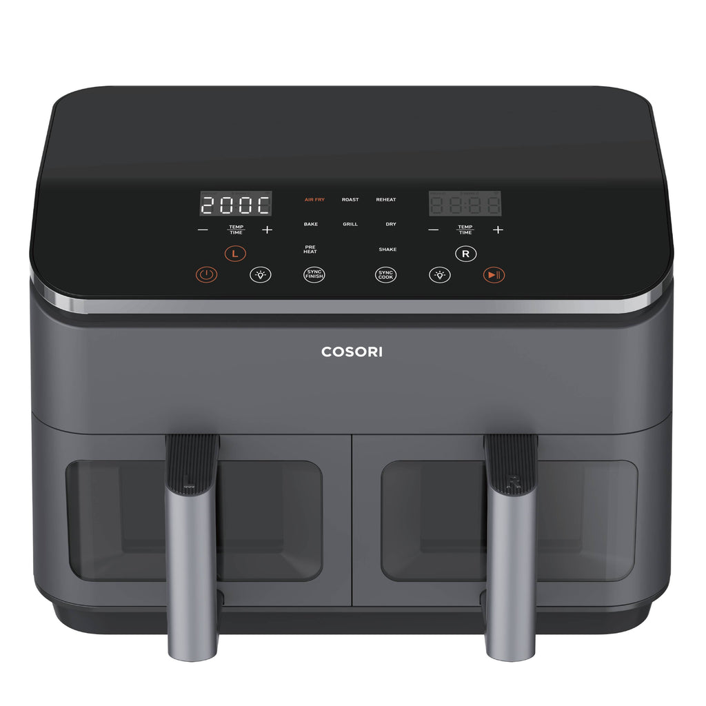 Cosori Dual Basket Chef Edition Double 8,5 L Autonome 1750 W Friteuse d’air chaud Noir, Argent