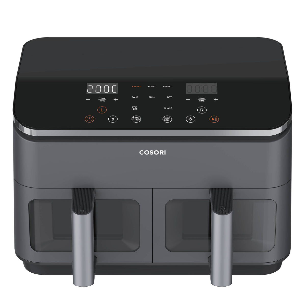 Cosori Dual Basket Chef Edition Double 8,5 L Autonome 1750 W Friteuse d’air chaud Noir, Argent